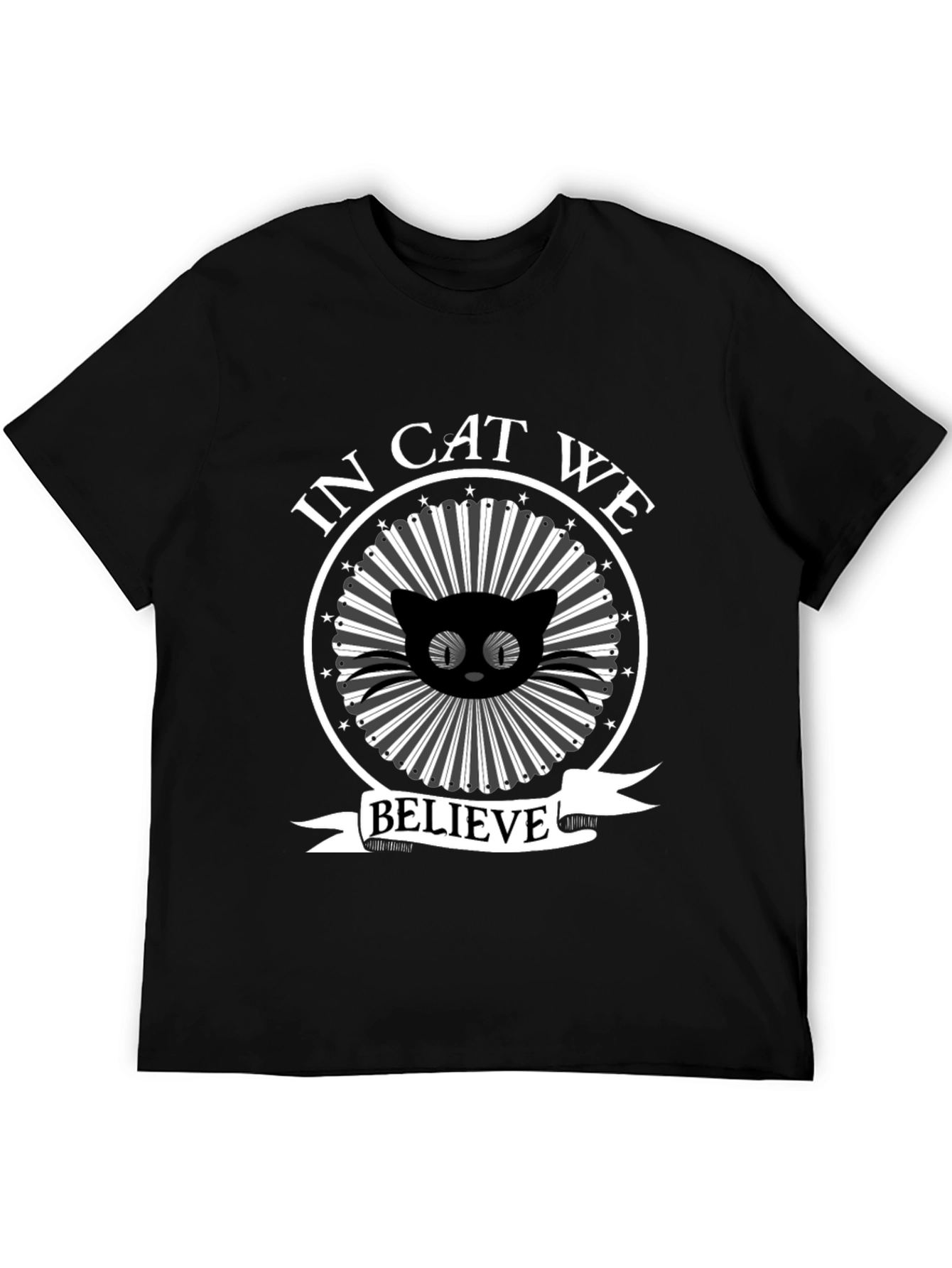 In Cat We Believe Black Graphic Tee