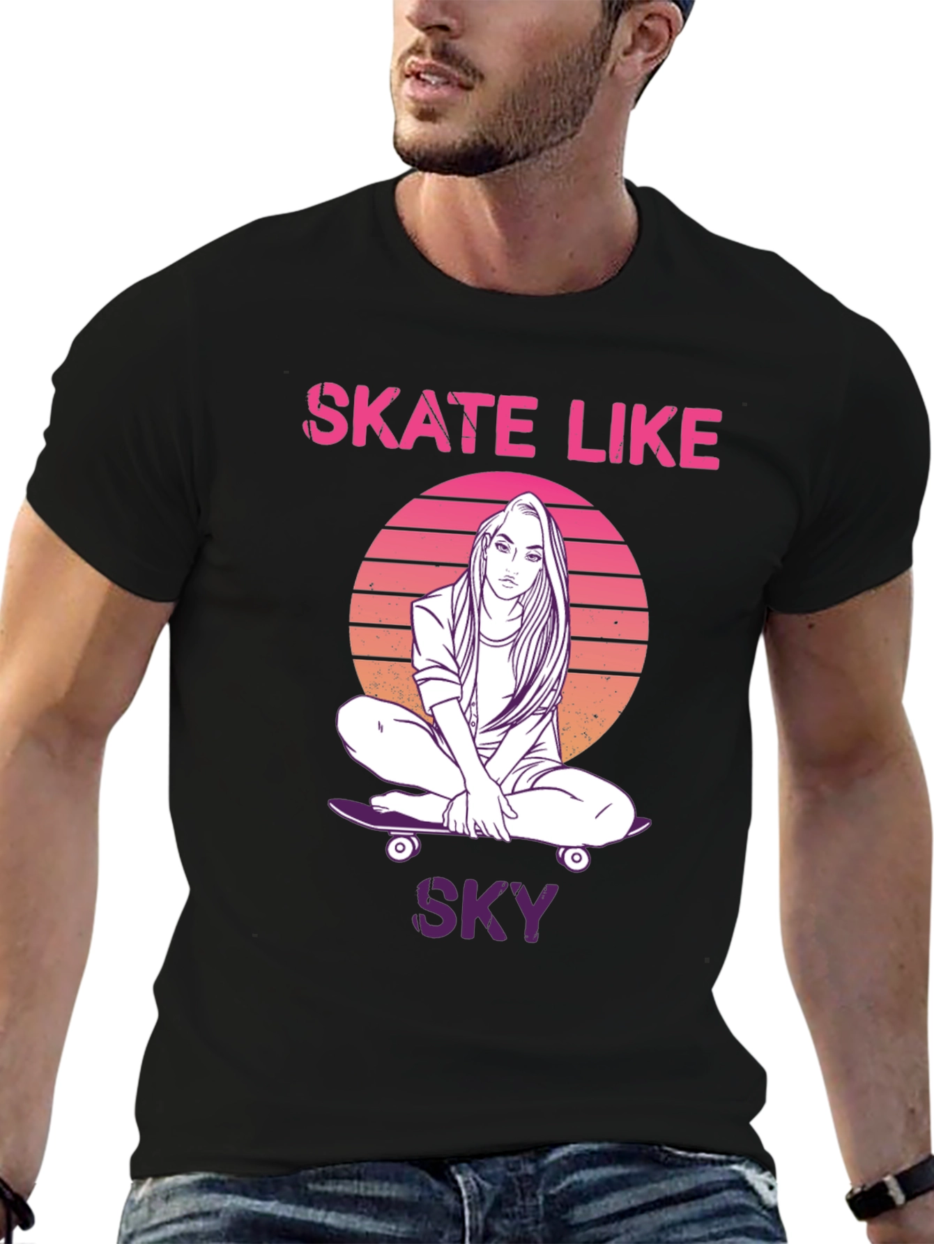 Skate Like Sky Black T-Shirt