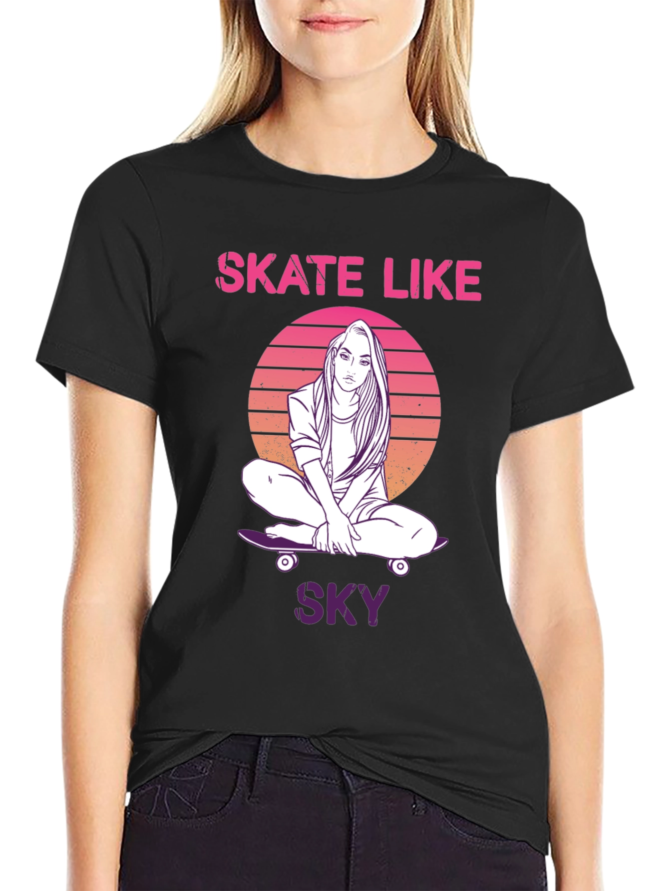 Skate Like Sky Black T-Shirt