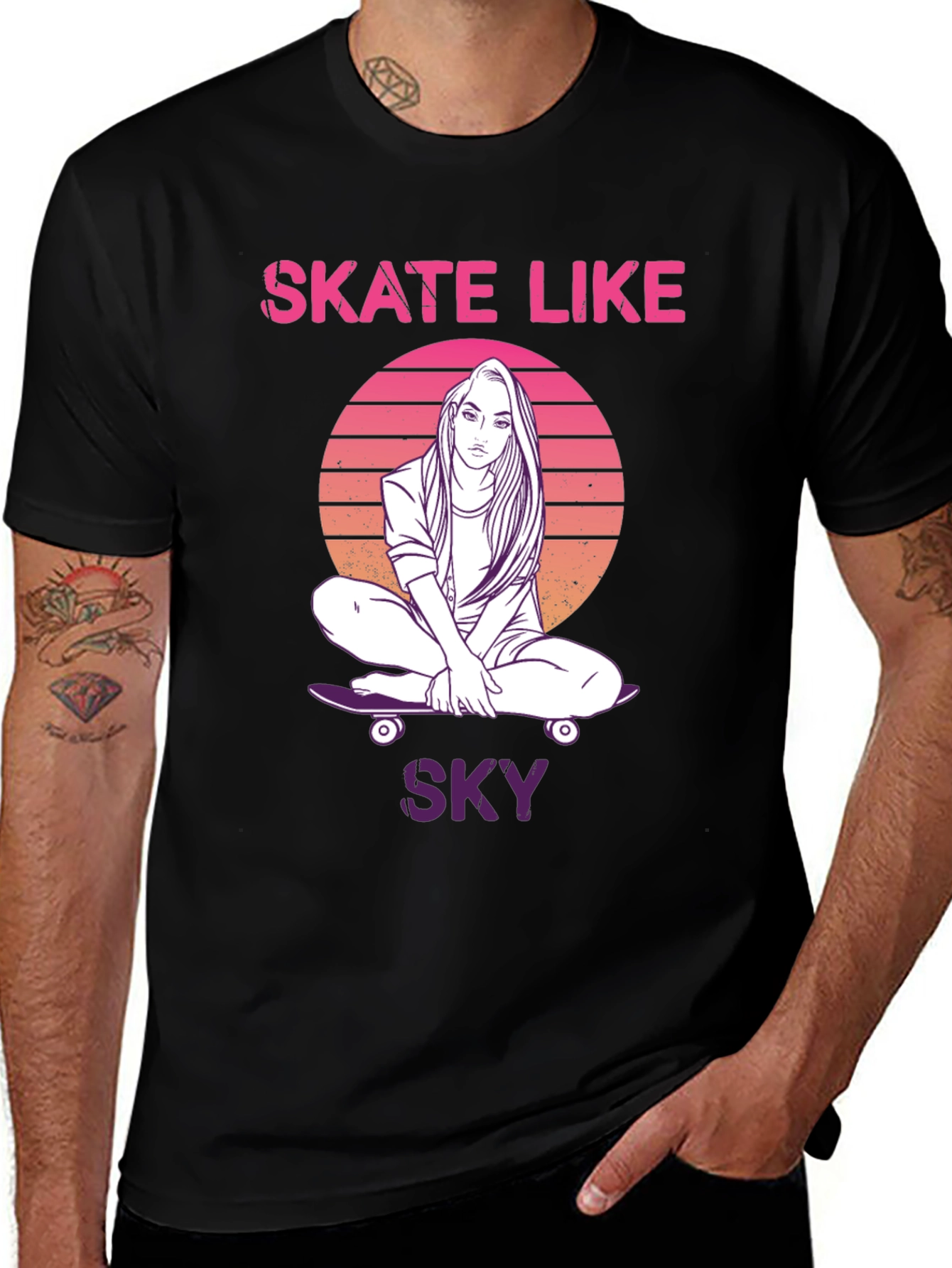 Skate Like Sky Black T-Shirt