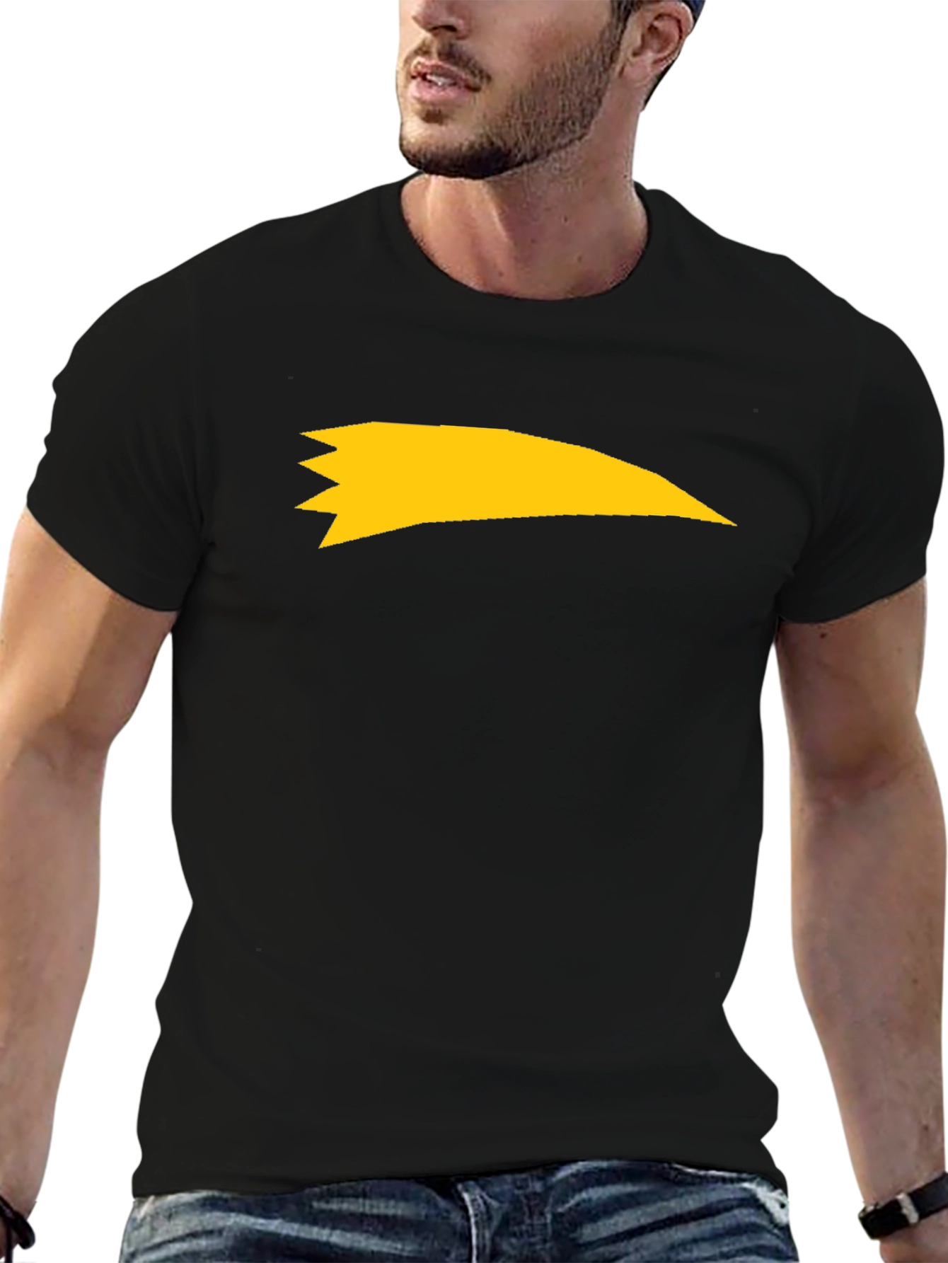 Black Tee with Yellow Comet Graphic