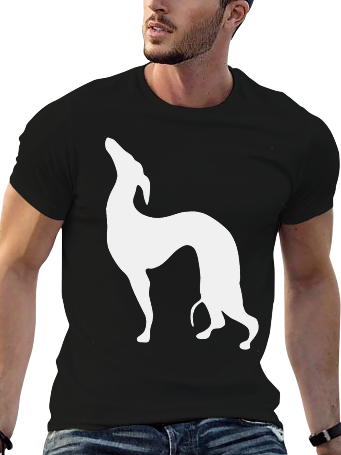 Greyhound Silhouette Black T-Shirt