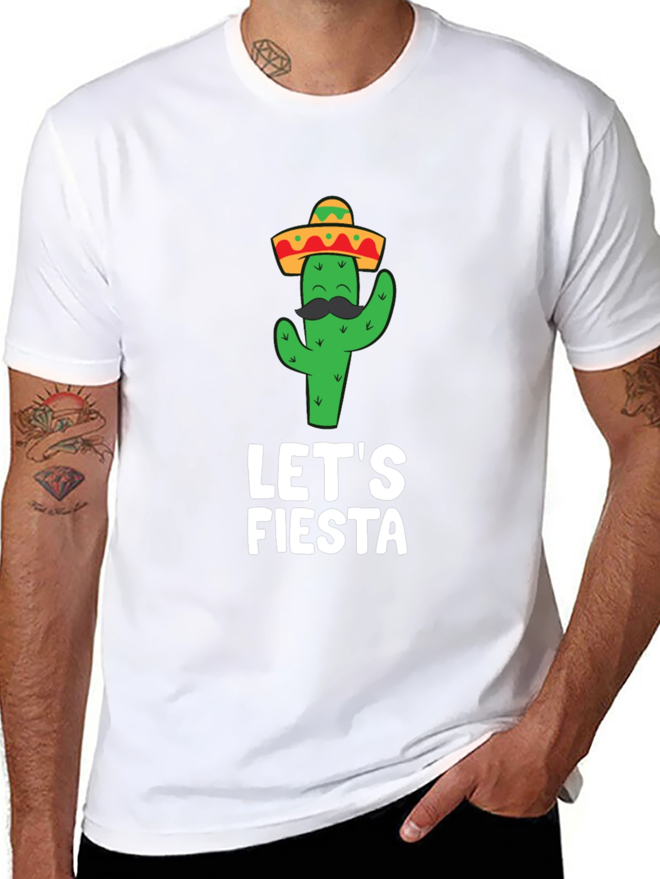 Lets Fiesta Cactus T-Shirt - Mens Short Sleeve