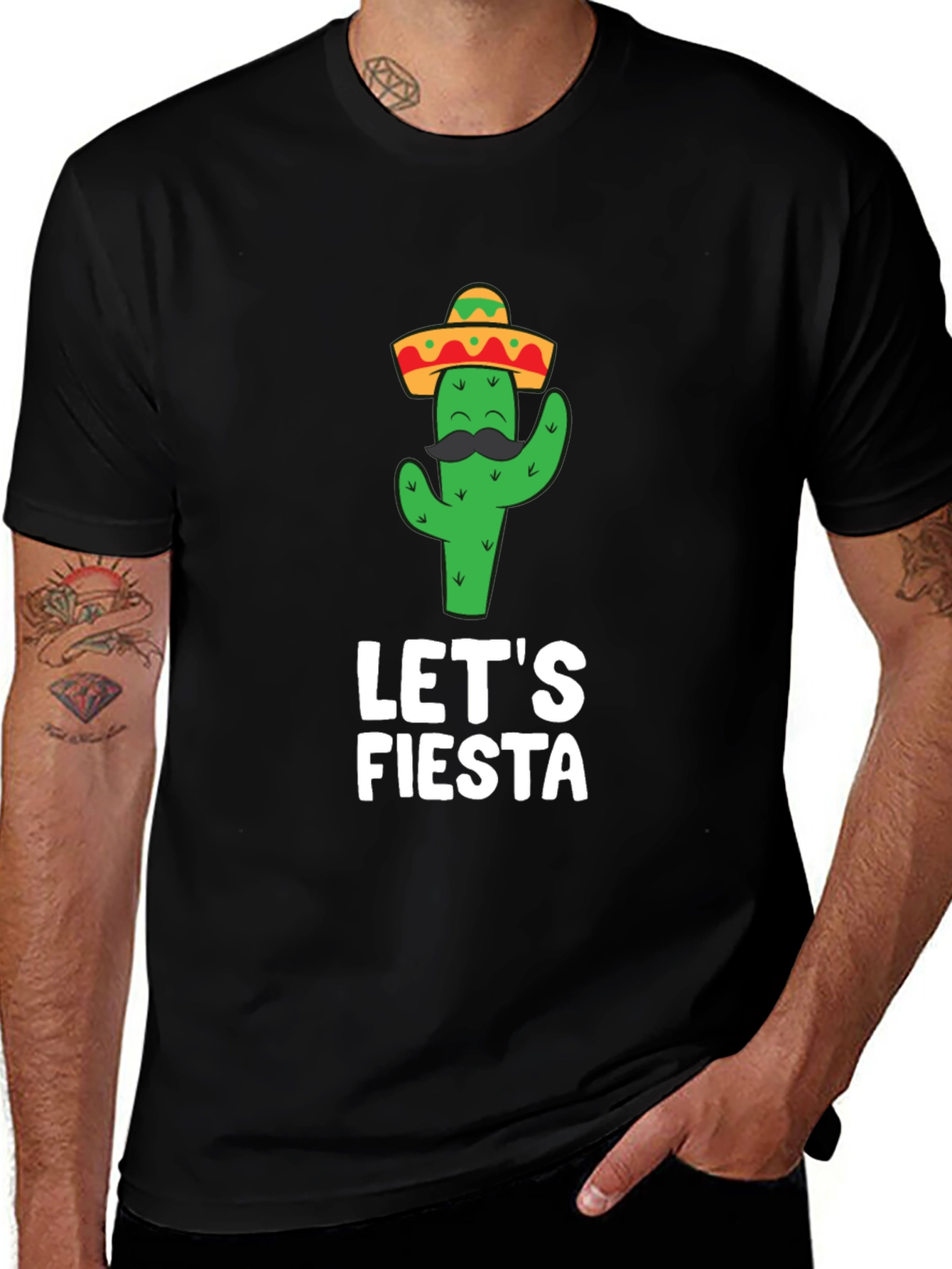 Lets Fiesta Cactus T-Shirt - Mens Short Sleeve