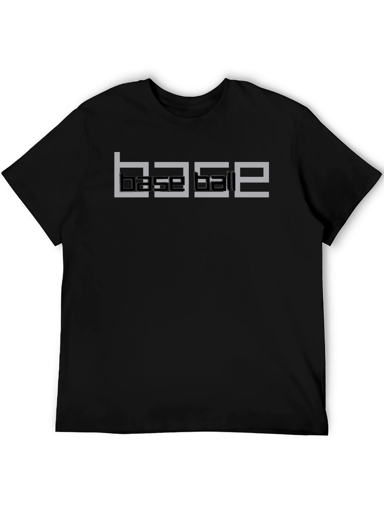Geometric BASEBALL Graphic Tee - Black