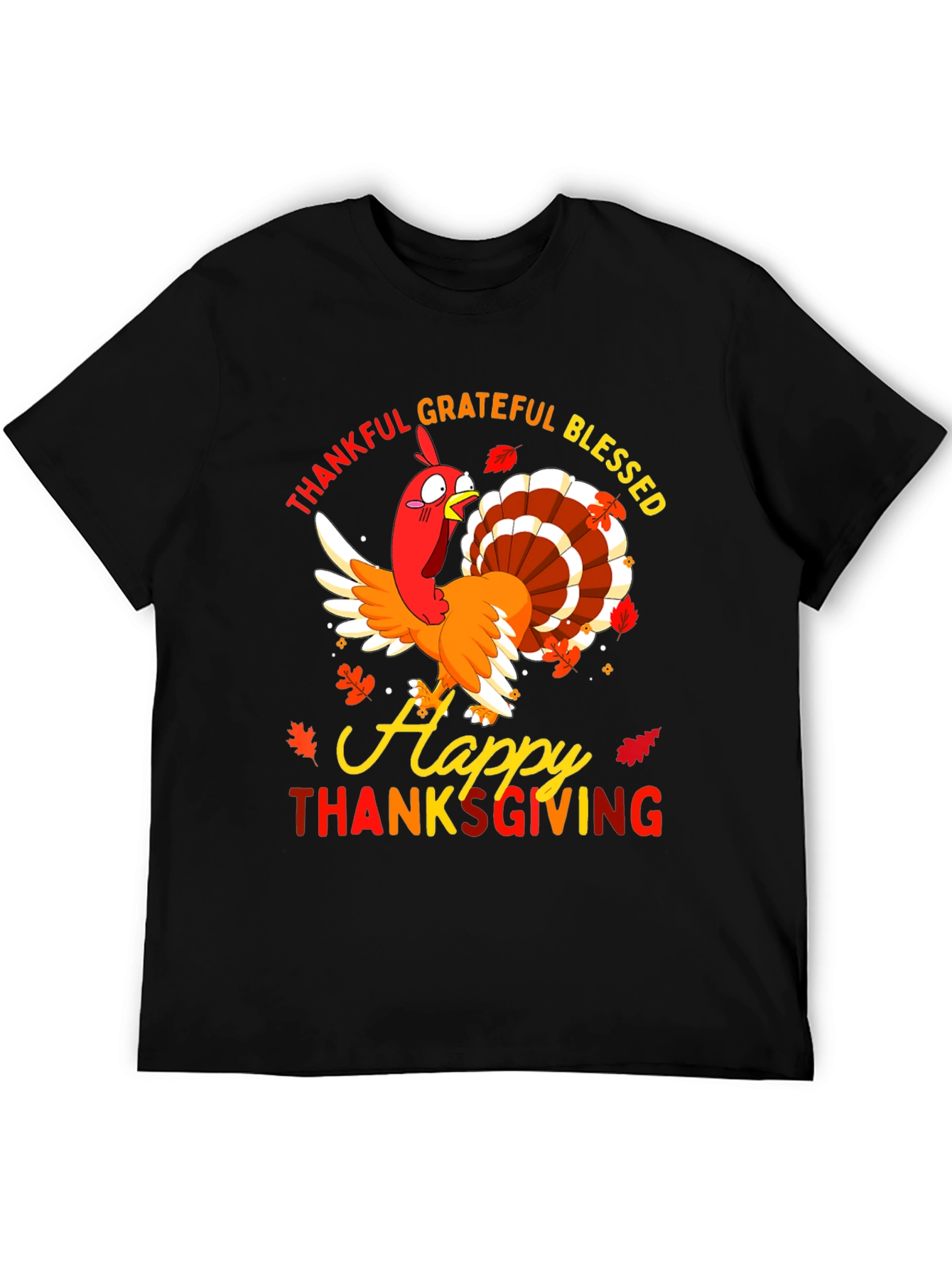 Thankful Grateful Blessed Thanksgiving Turkey T-Shirt
