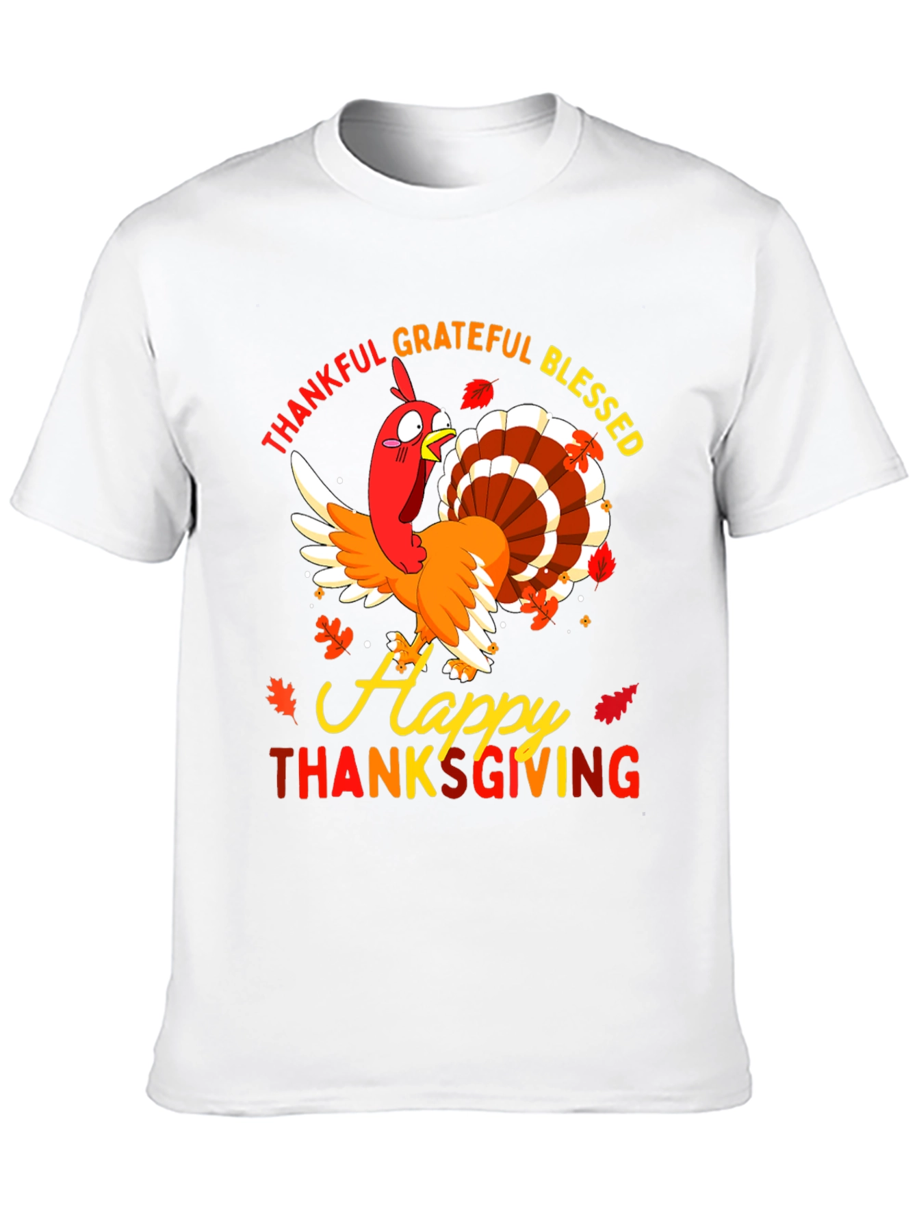 Thankful Grateful Blessed Thanksgiving Turkey T-Shirt