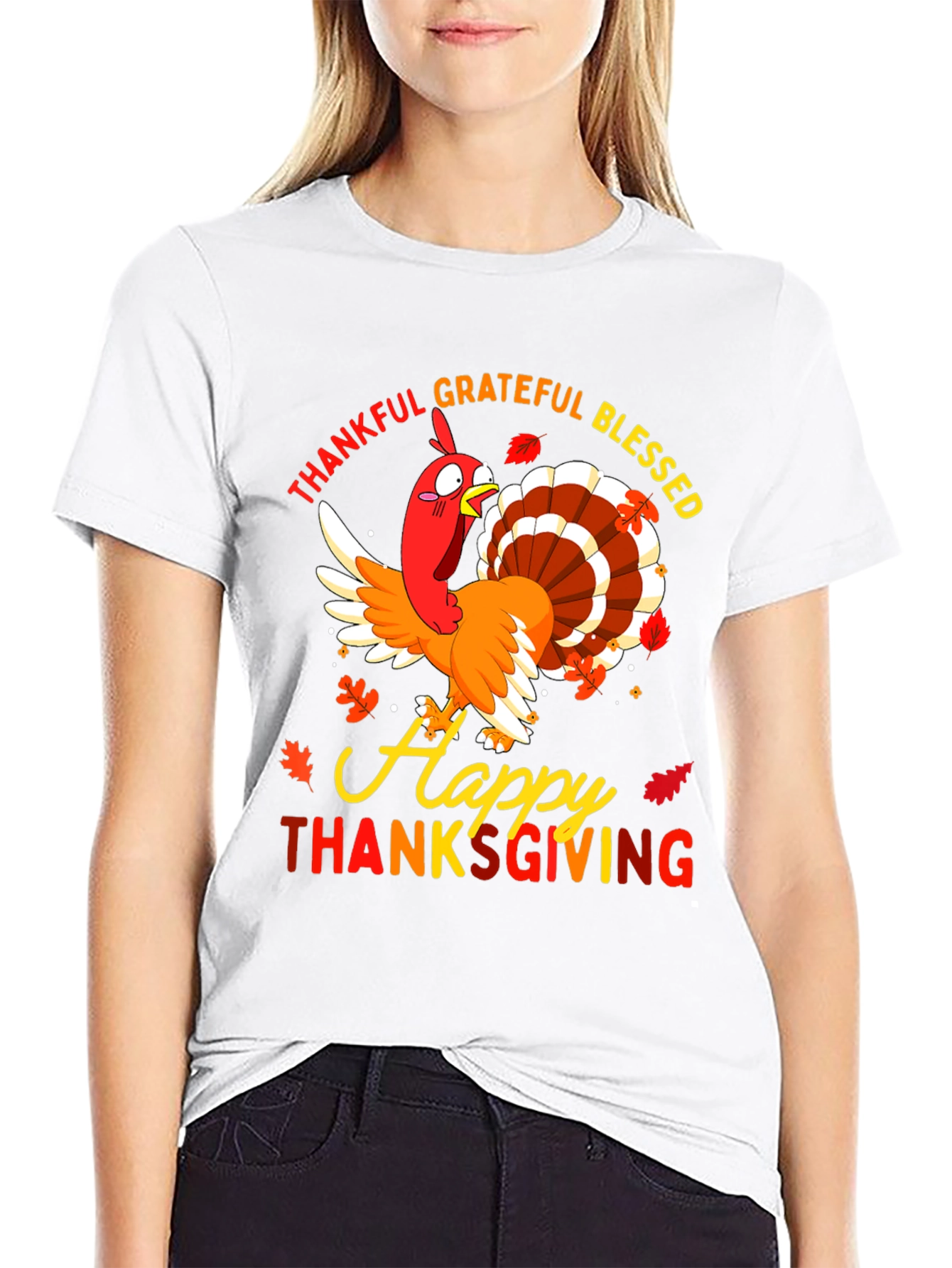 Thankful Grateful Blessed Thanksgiving Turkey T-Shirt