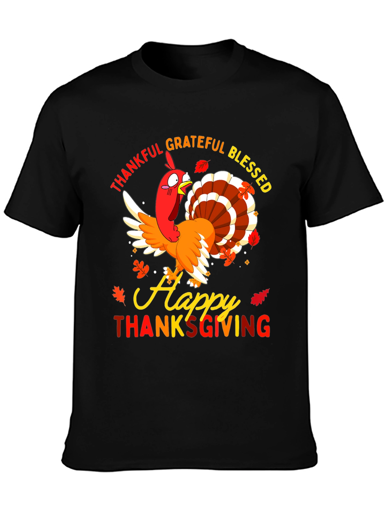 Thankful Grateful Blessed Thanksgiving Turkey T-Shirt