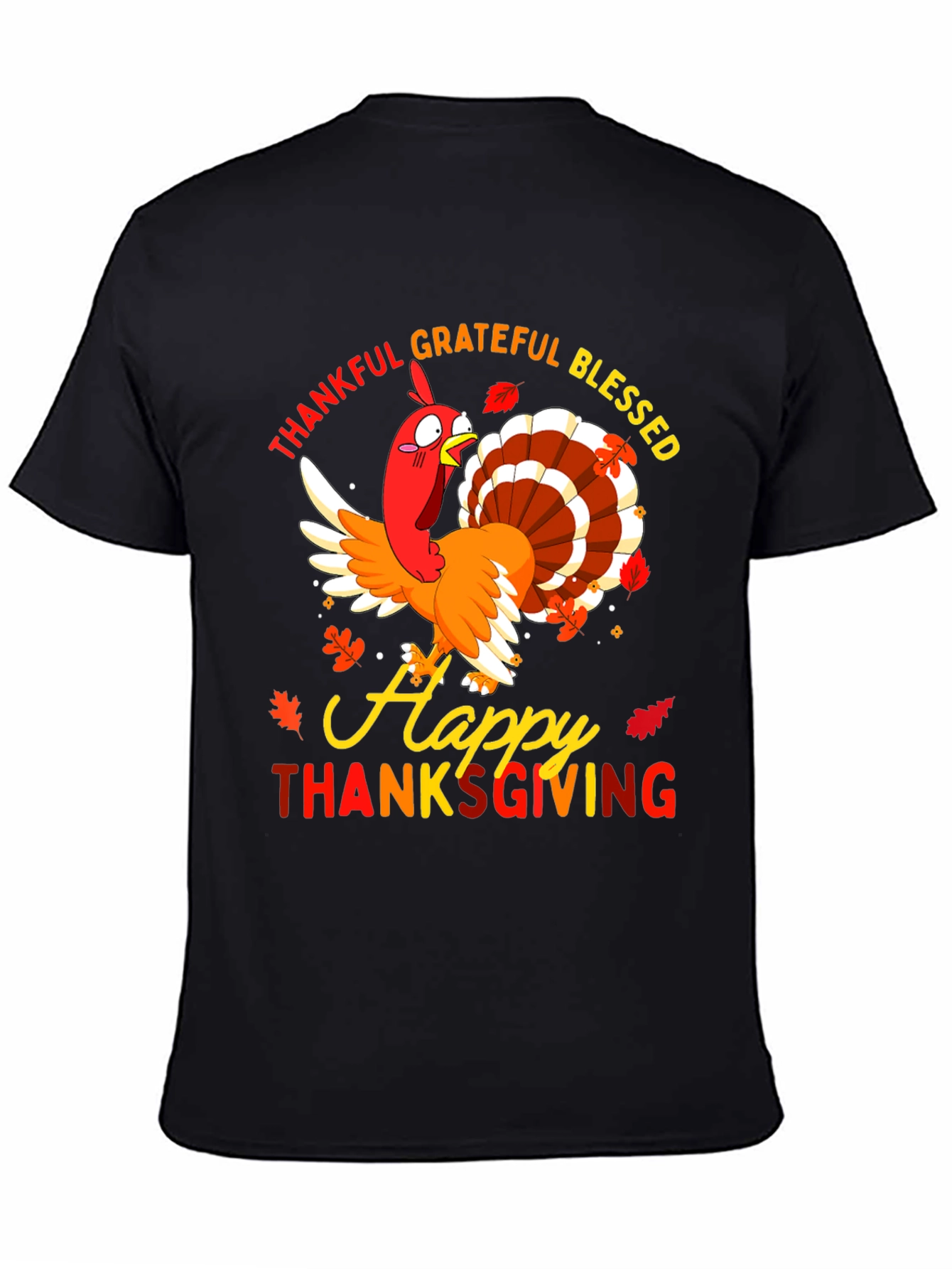 Thankful Grateful Blessed Thanksgiving Turkey T-Shirt