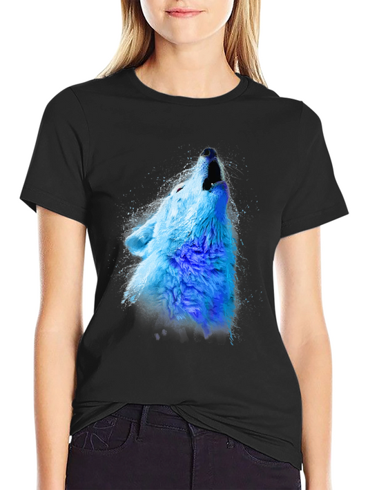 Blue Wolf Graphic Tee - Mens Black Crew Neck T-Shirt