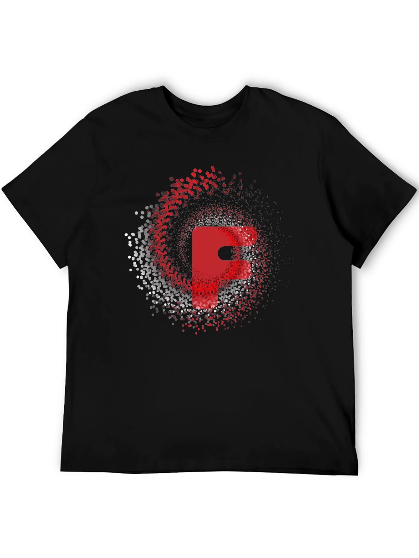 Red Letter F Graphic Black T-Shirt