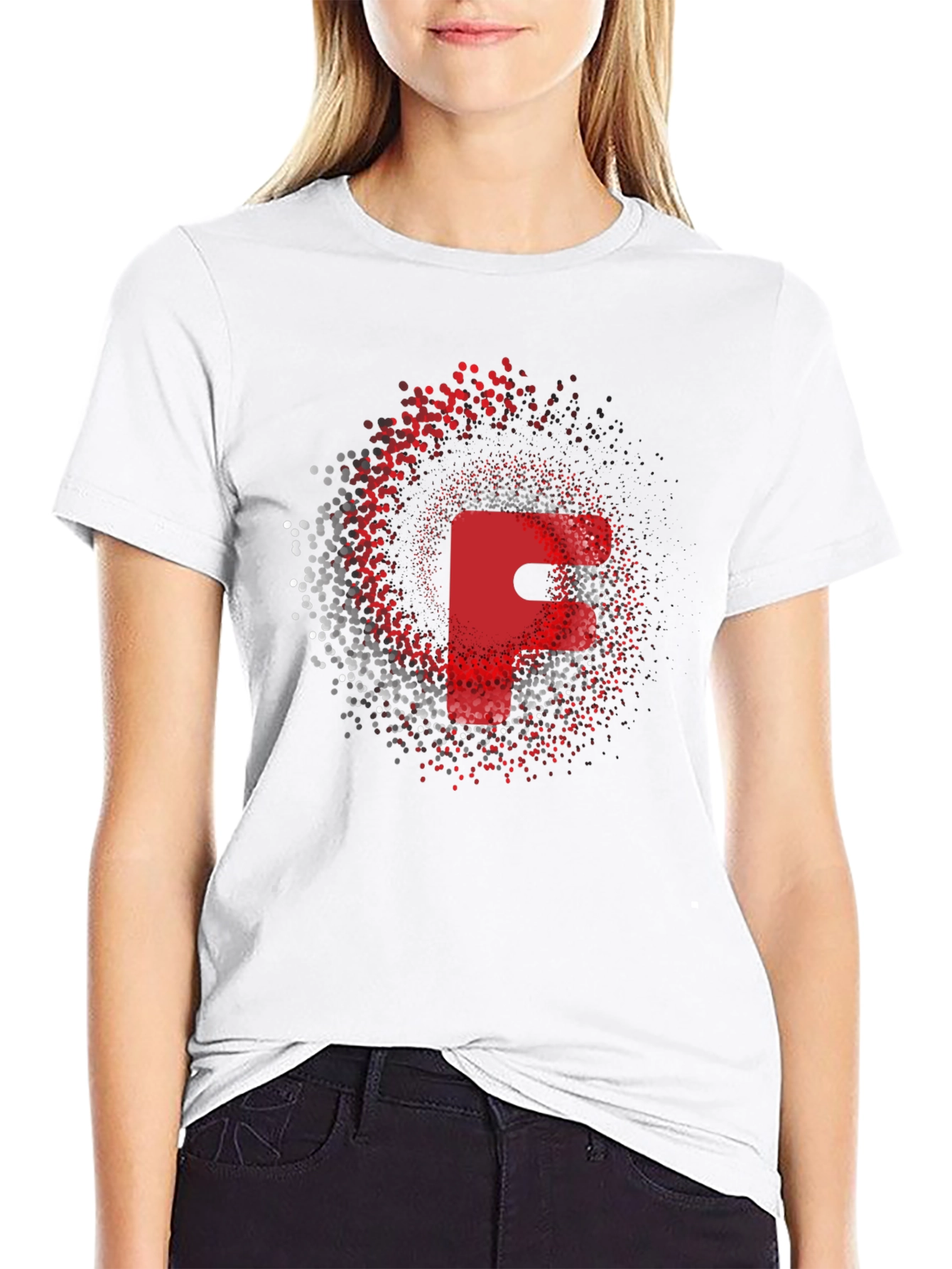 Red Letter F Graphic Black T-Shirt
