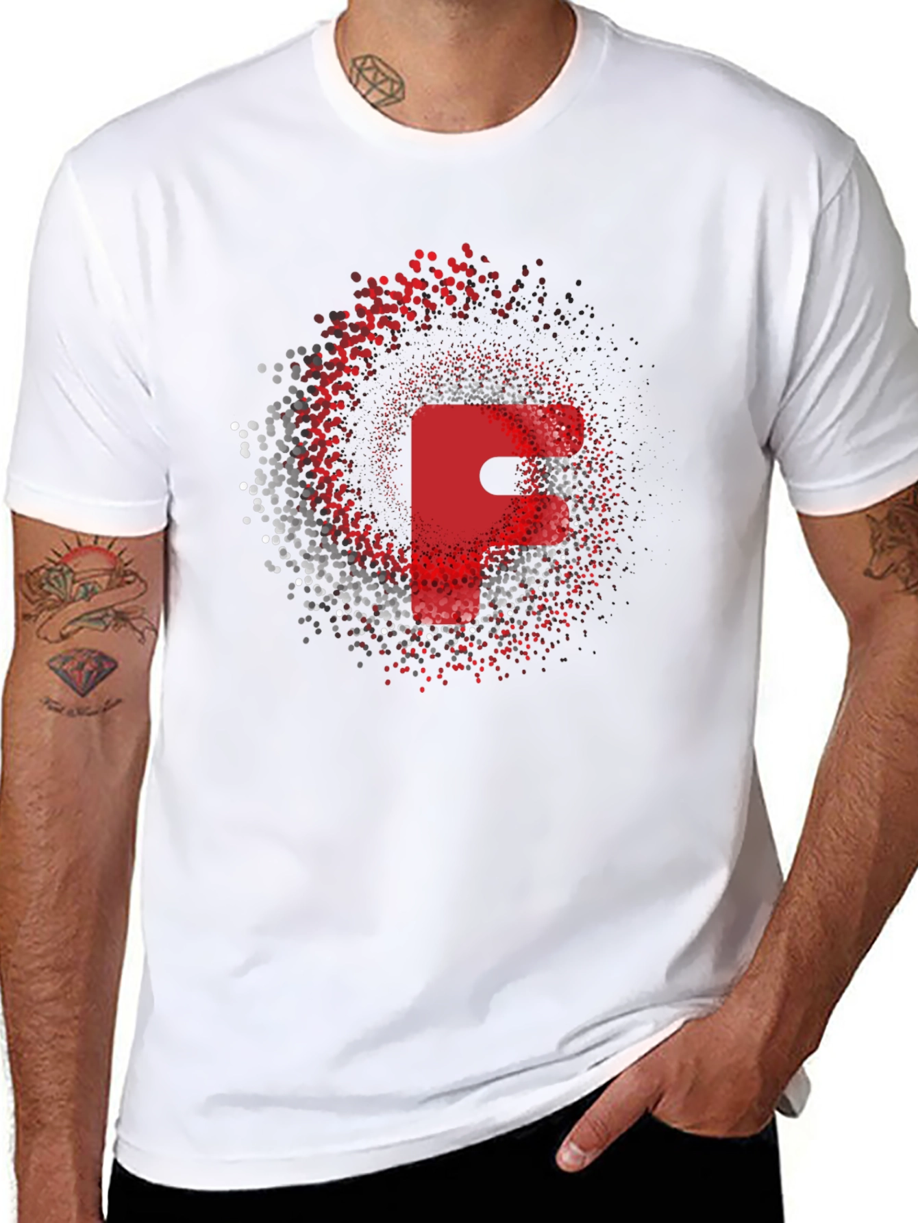 Red Letter F Graphic Black T-Shirt