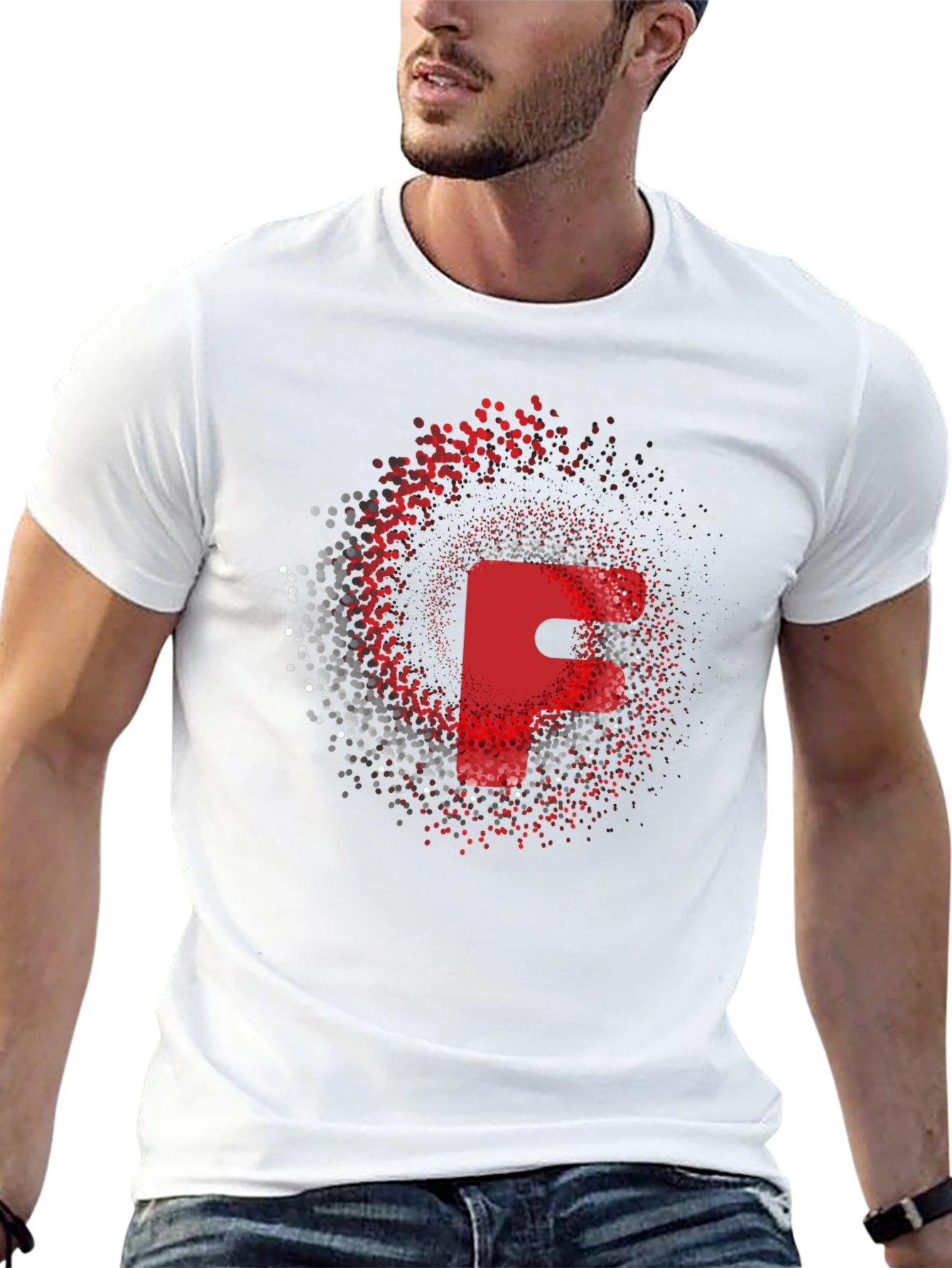 Red Letter F Graphic Black T-Shirt