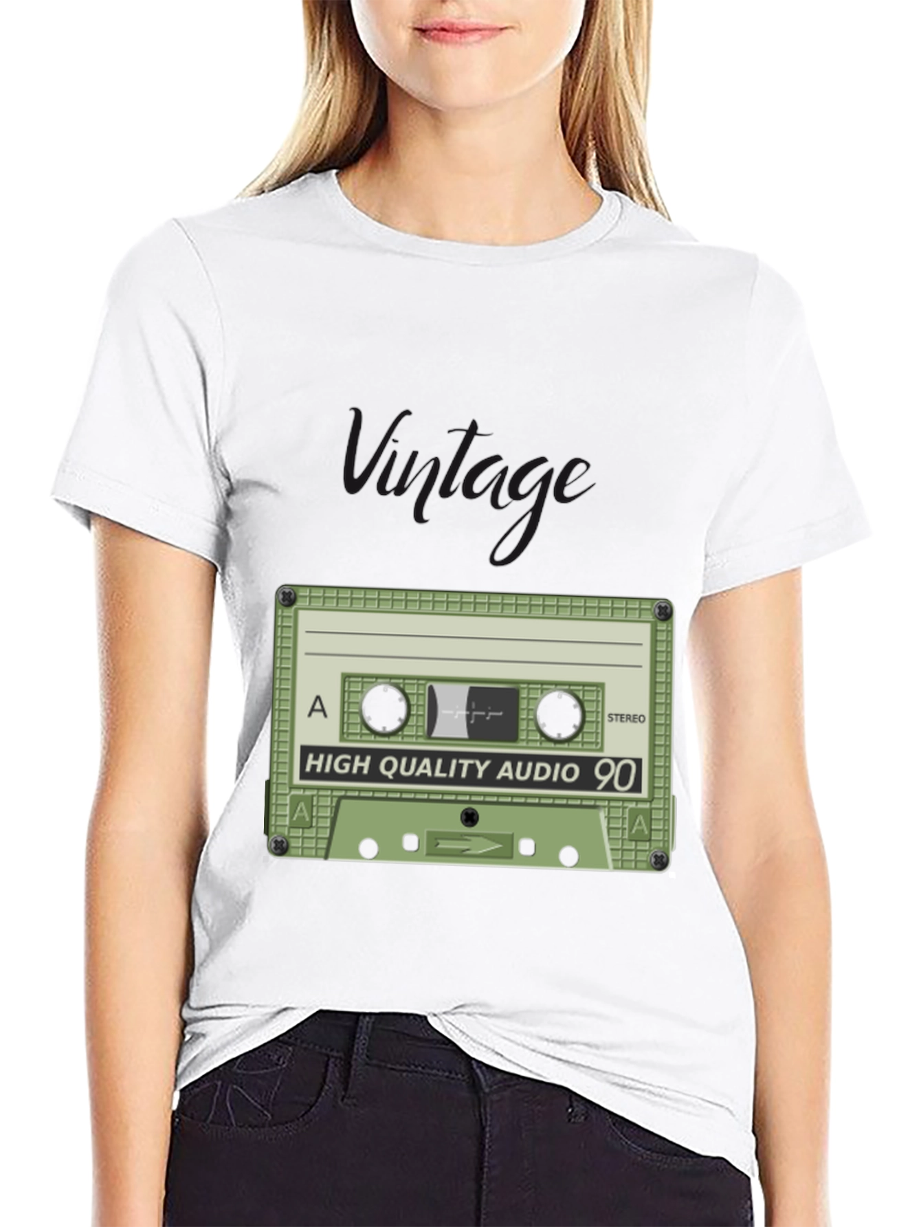 Retro Cassette Tape Graphic T-Shirt - Black