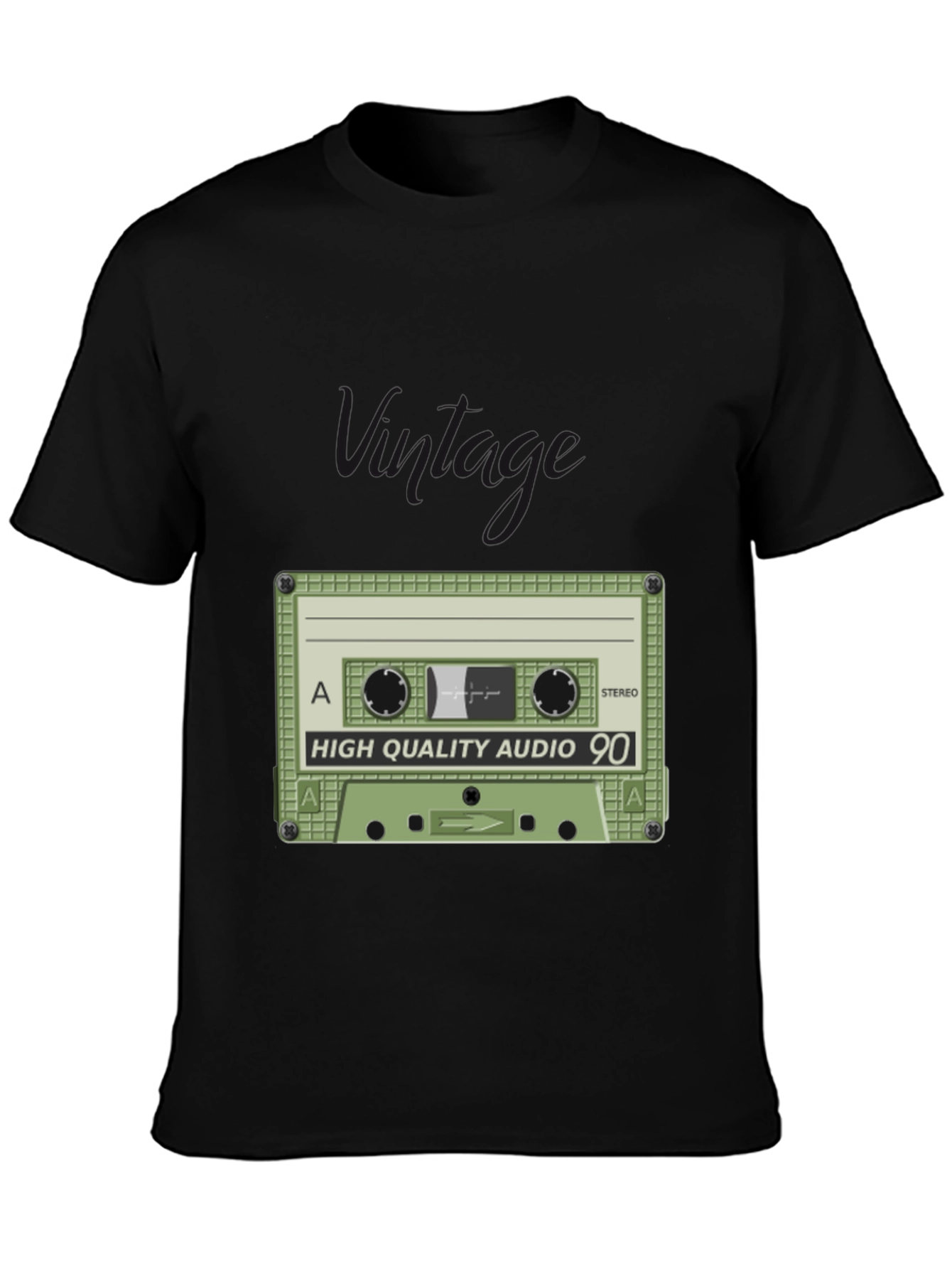 Retro Cassette Tape Graphic T-Shirt - Black