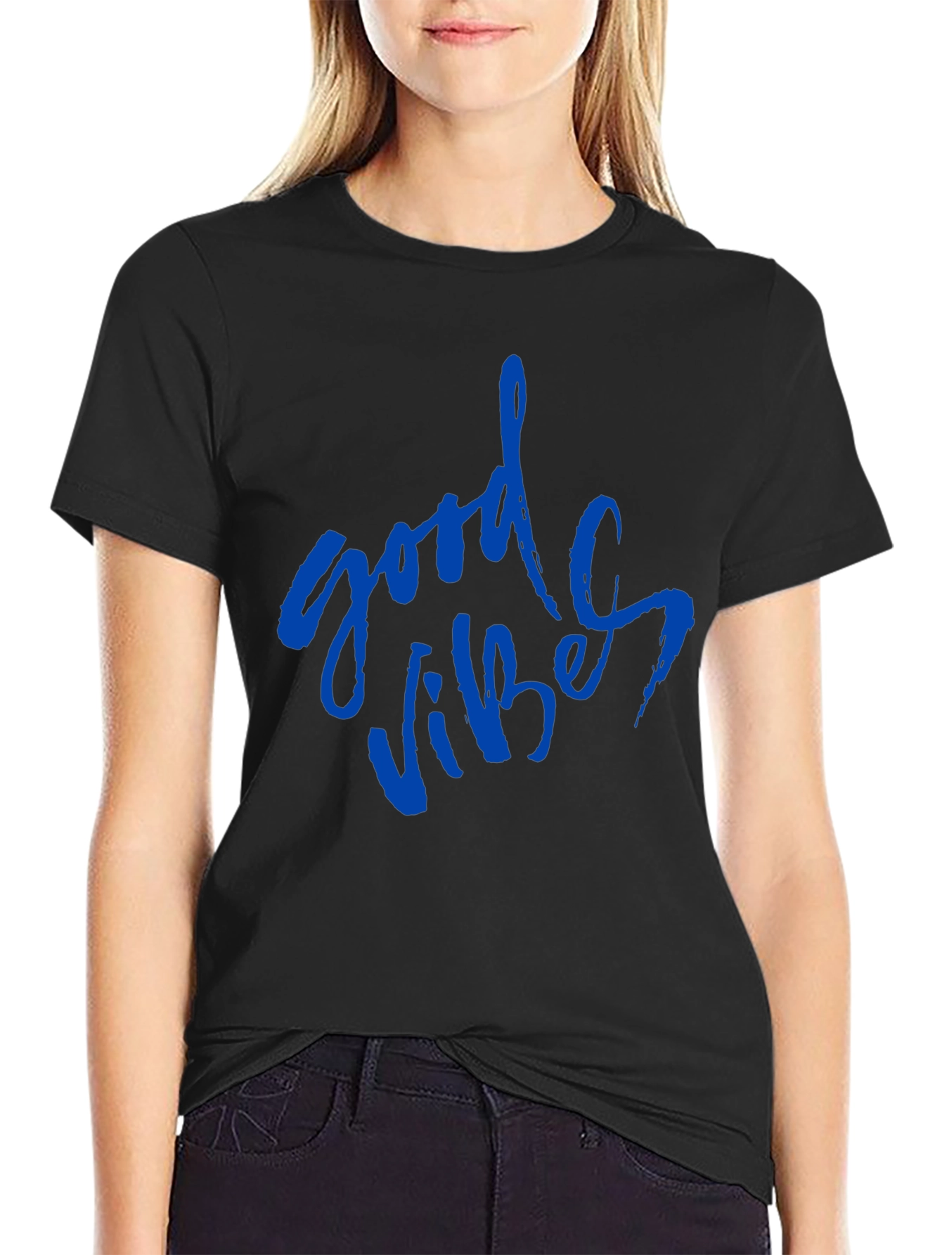 Good Vibes Graphic Tee - Black Casual T-Shirt