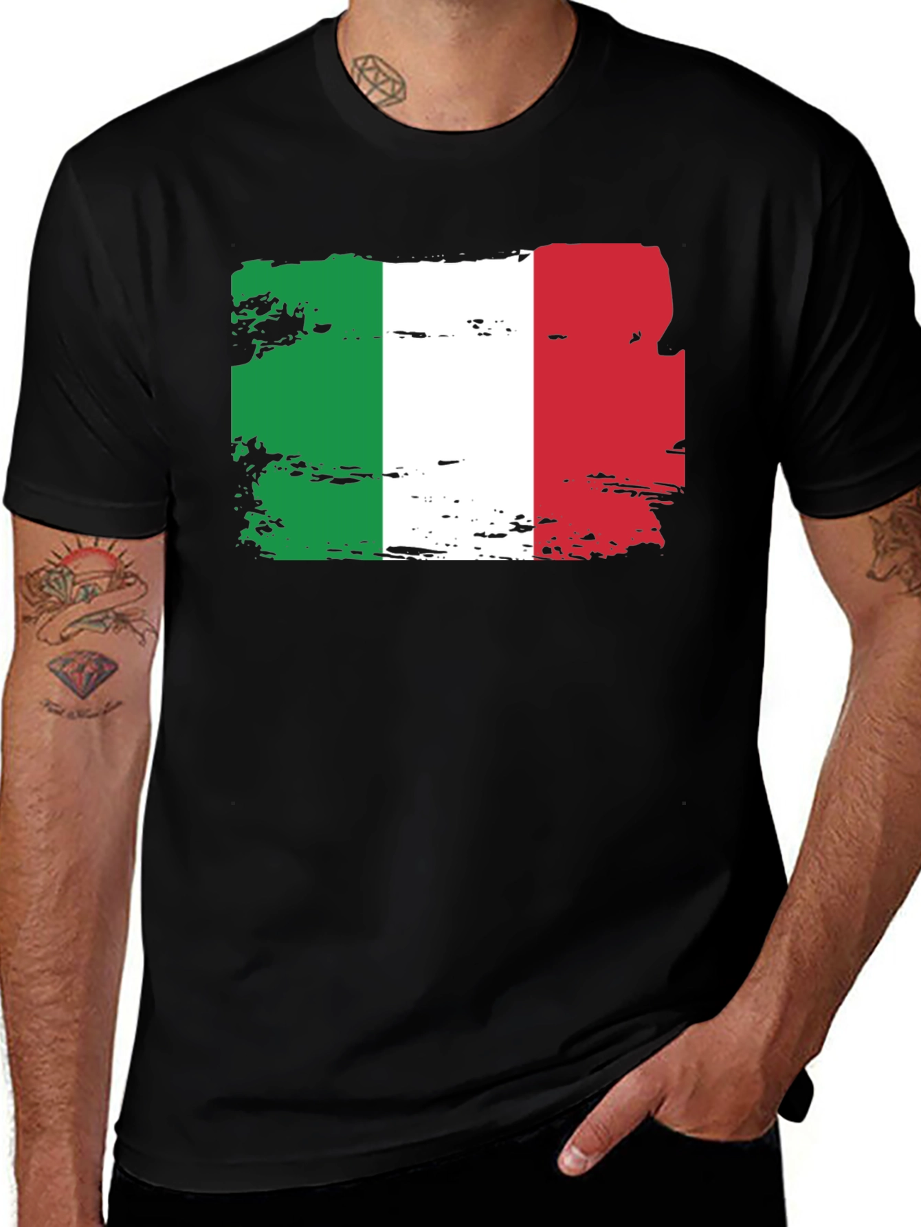 Italian Flag Graphic Tee - Black