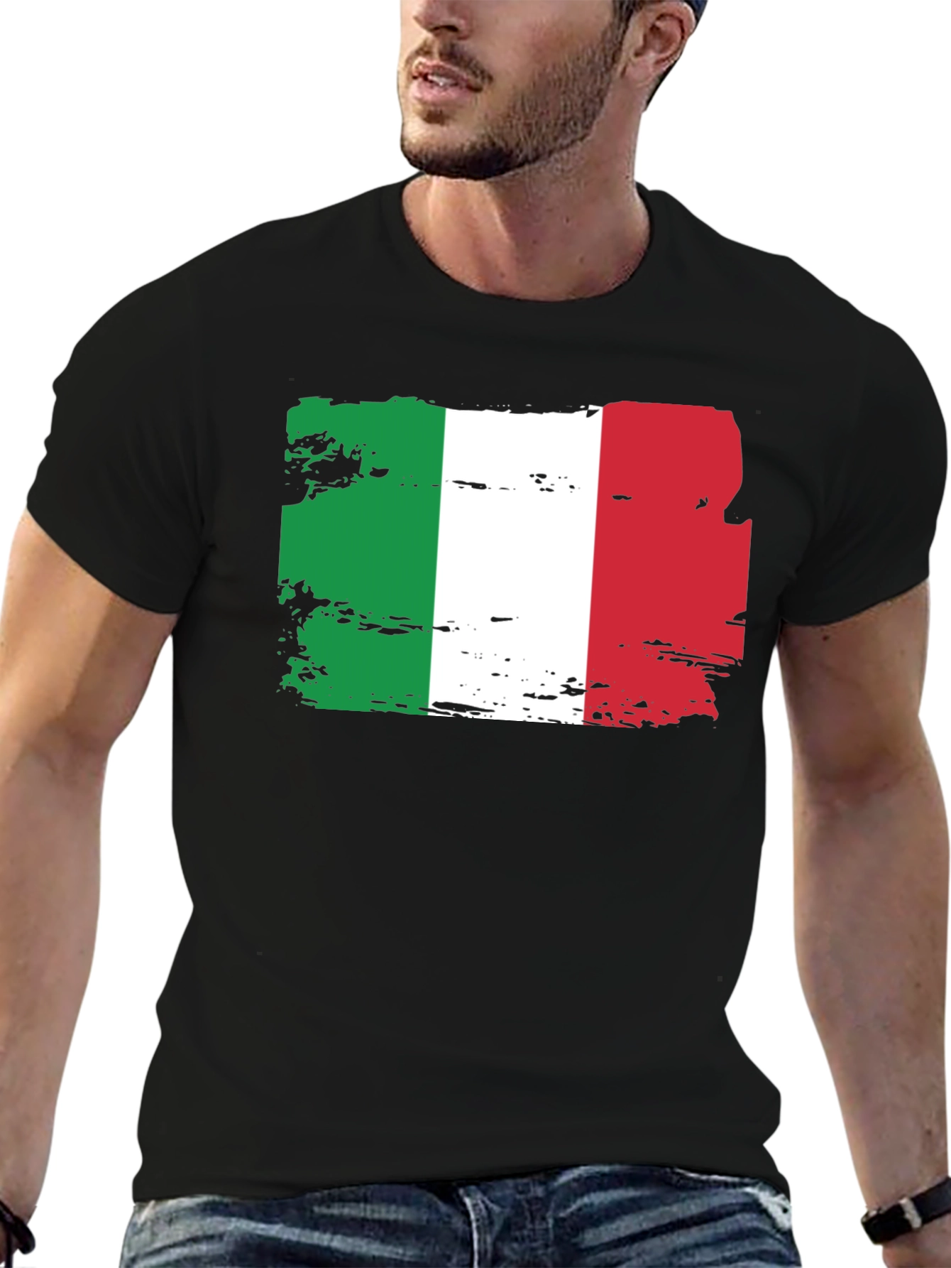 Italian Flag Graphic Tee - Black