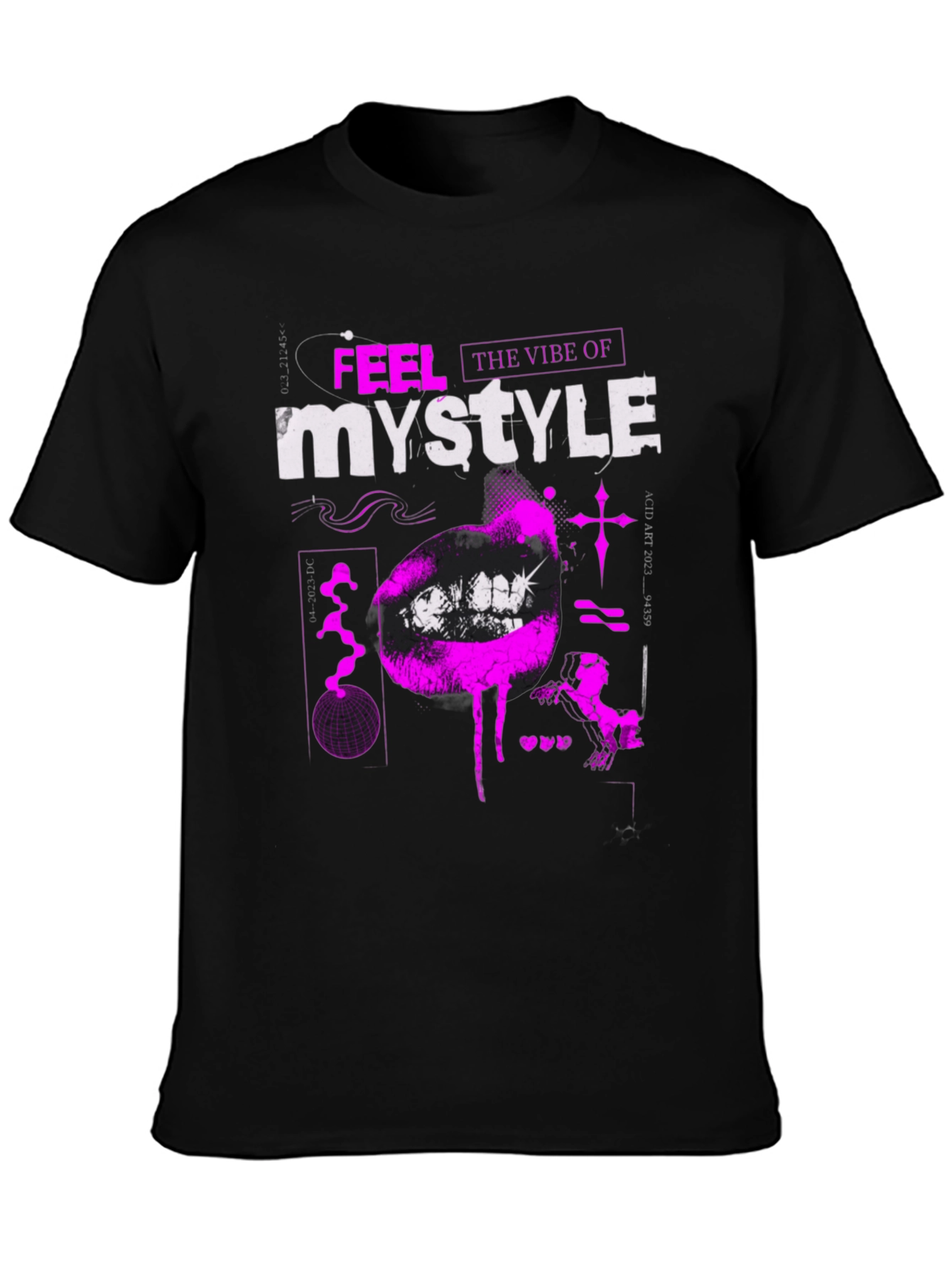 Trendy Black T-Shirt with Bold Graphic Print
