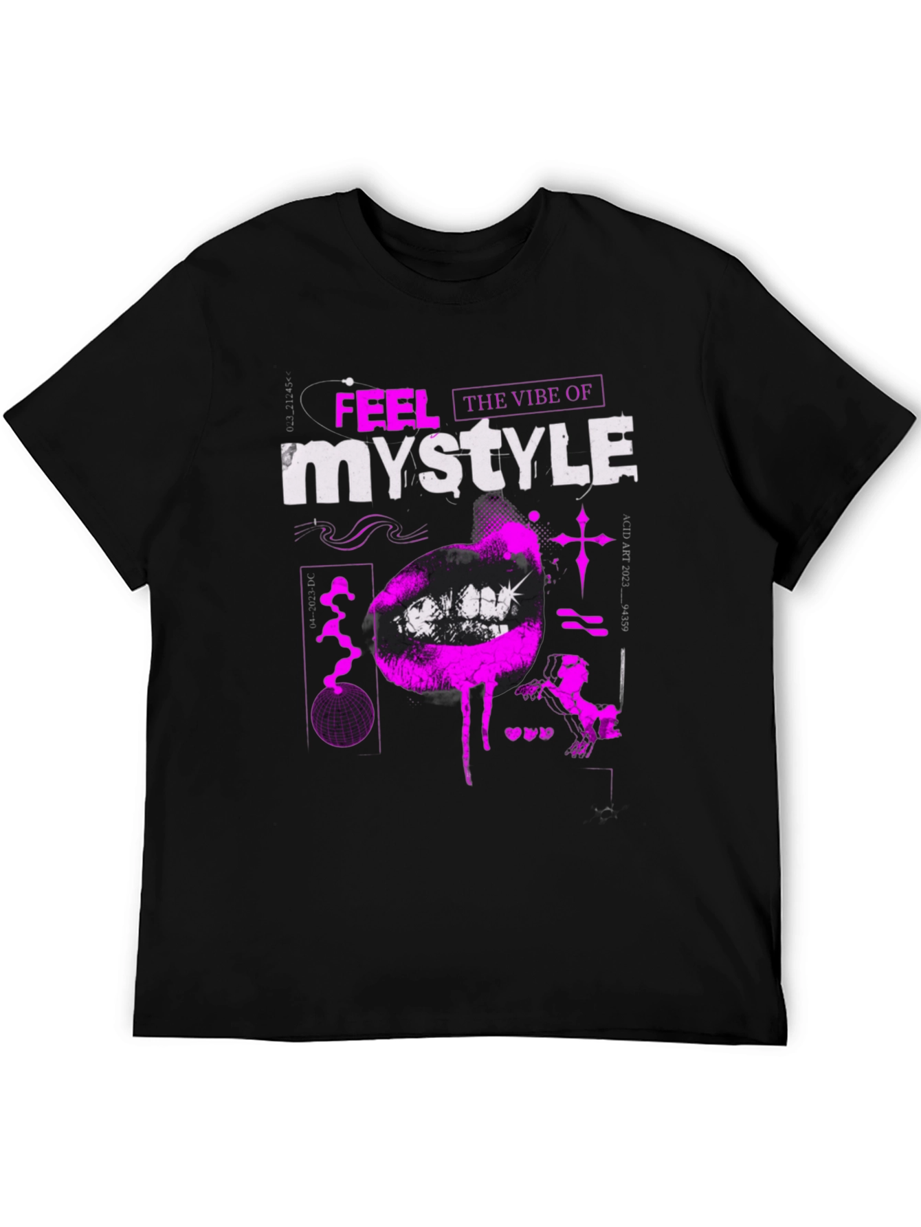 Trendy Black T-Shirt with Bold Graphic Print