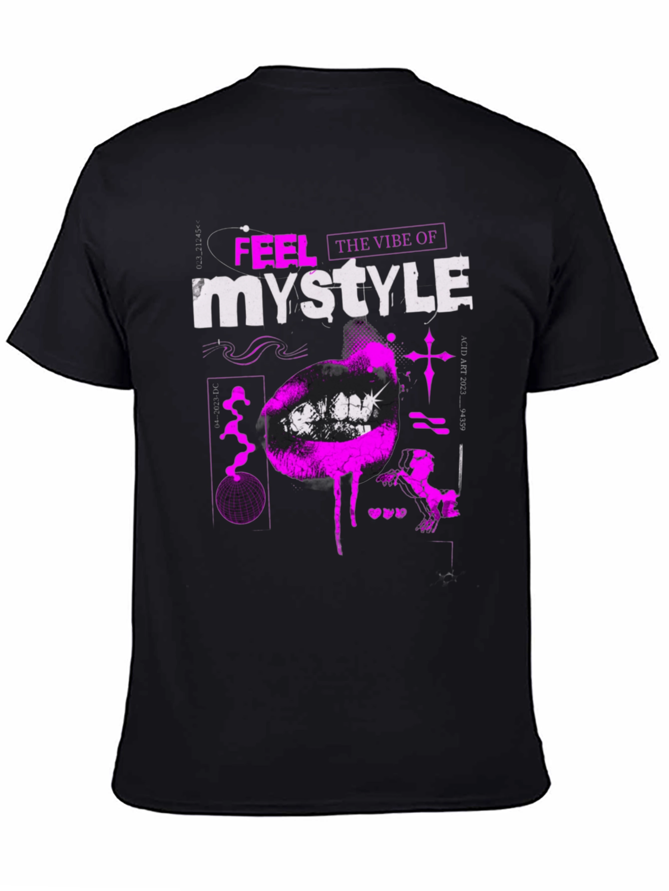 Trendy Black T-Shirt with Bold Graphic Print