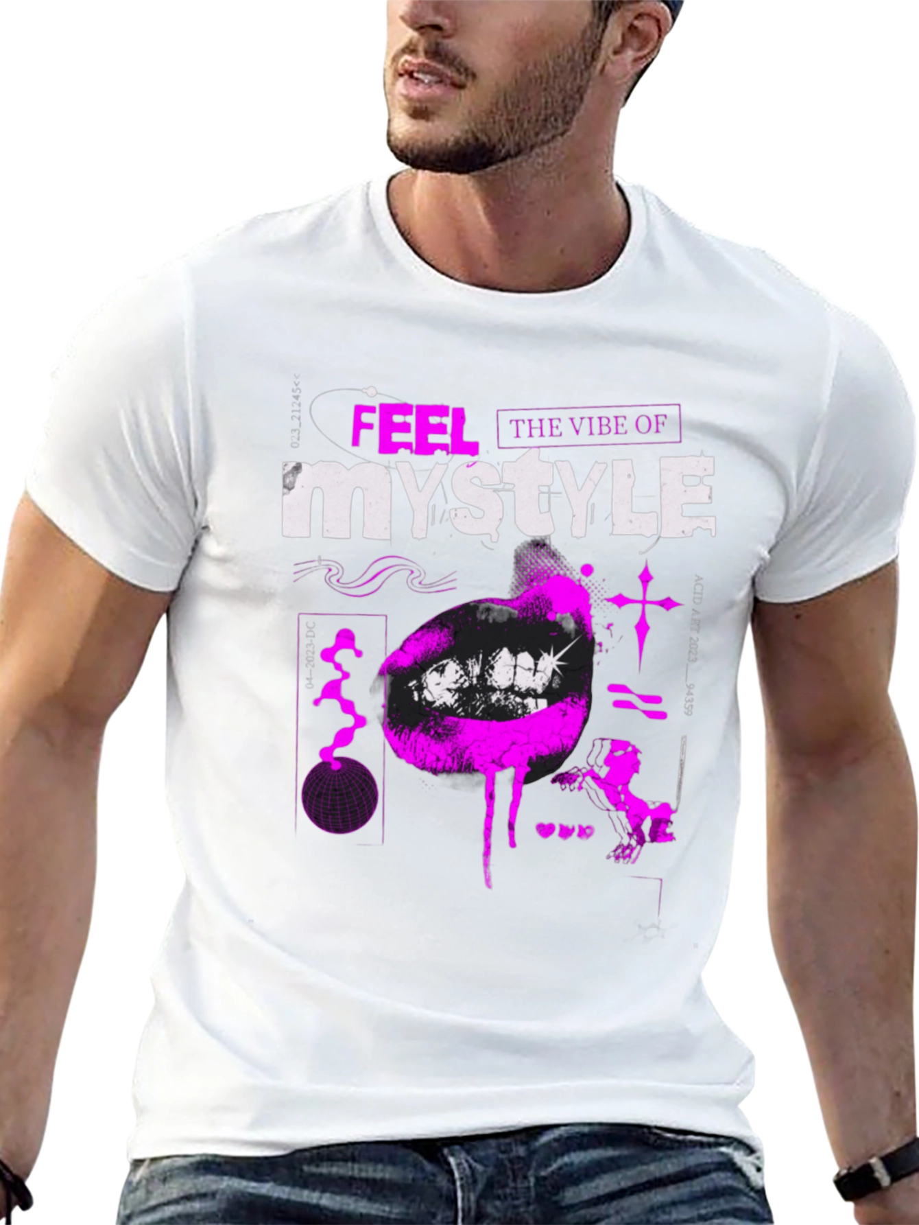 Trendy Black T-Shirt with Bold Graphic Print