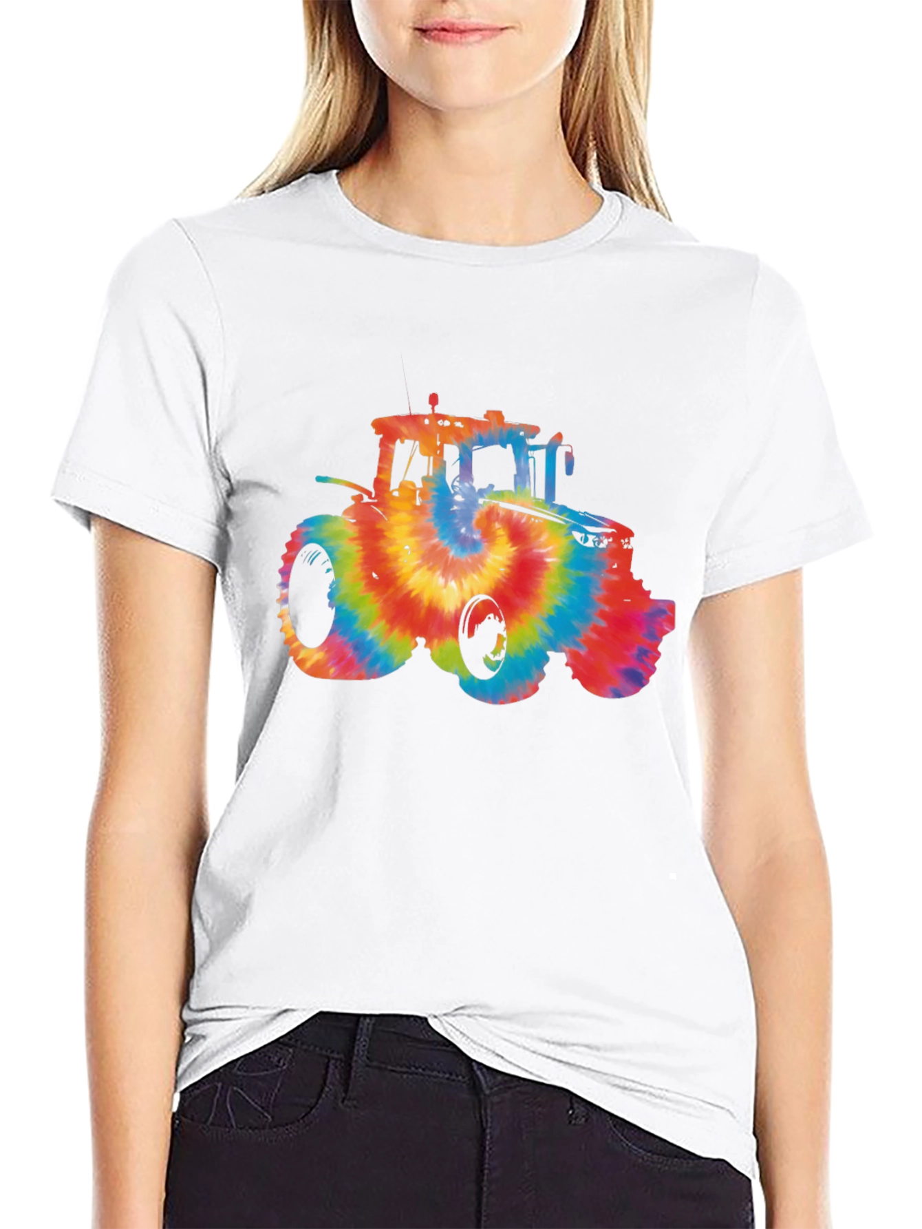 Tie Dye Tractor Graphic T-Shirt
