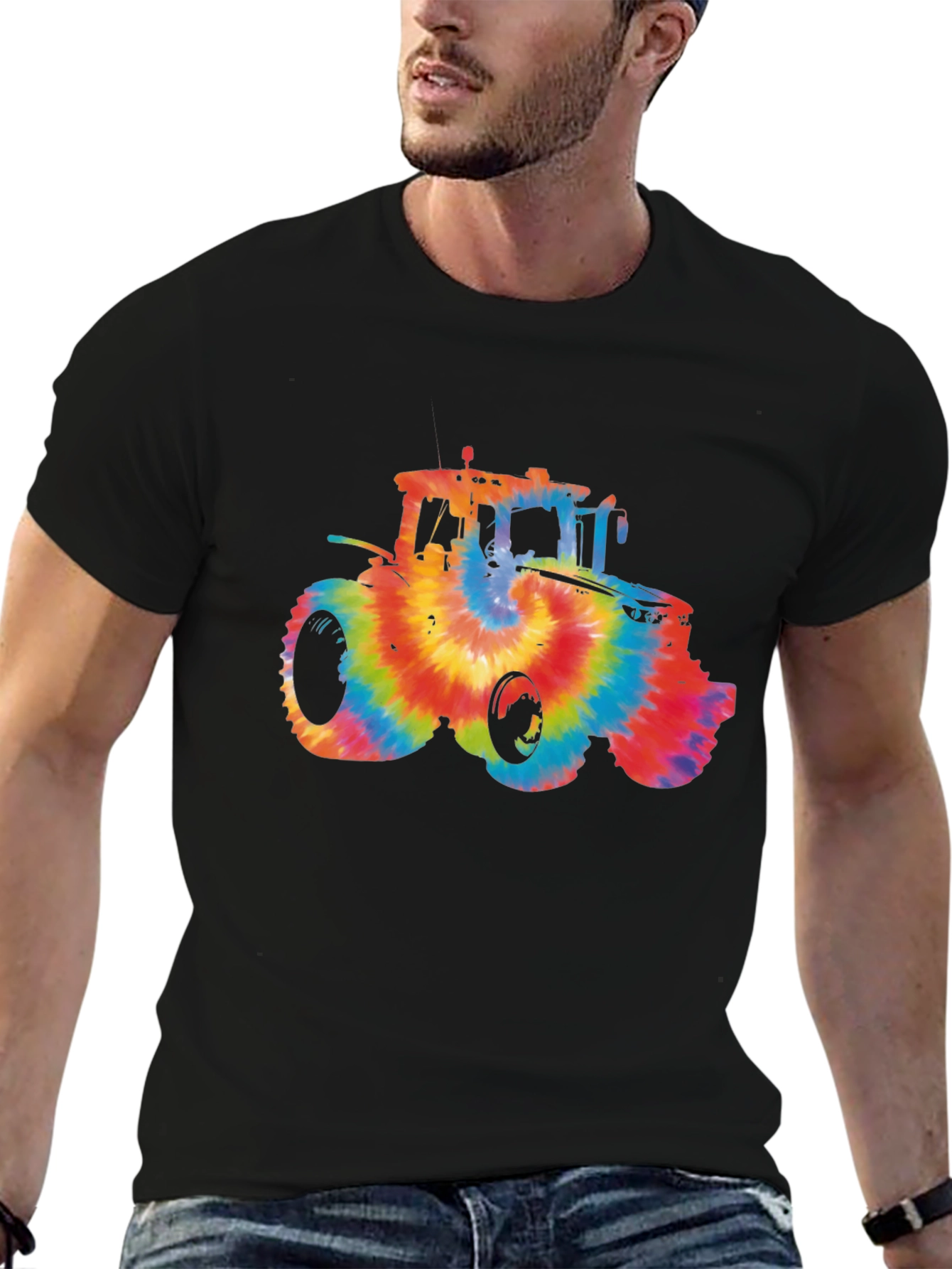 Tie Dye Tractor Graphic T-Shirt