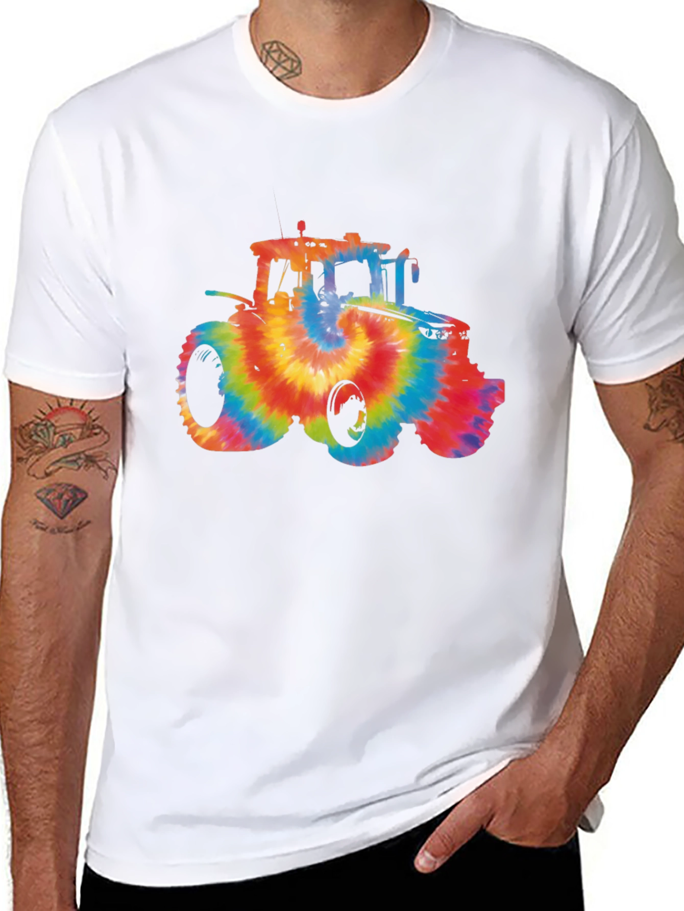 Tie Dye Tractor Graphic T-Shirt