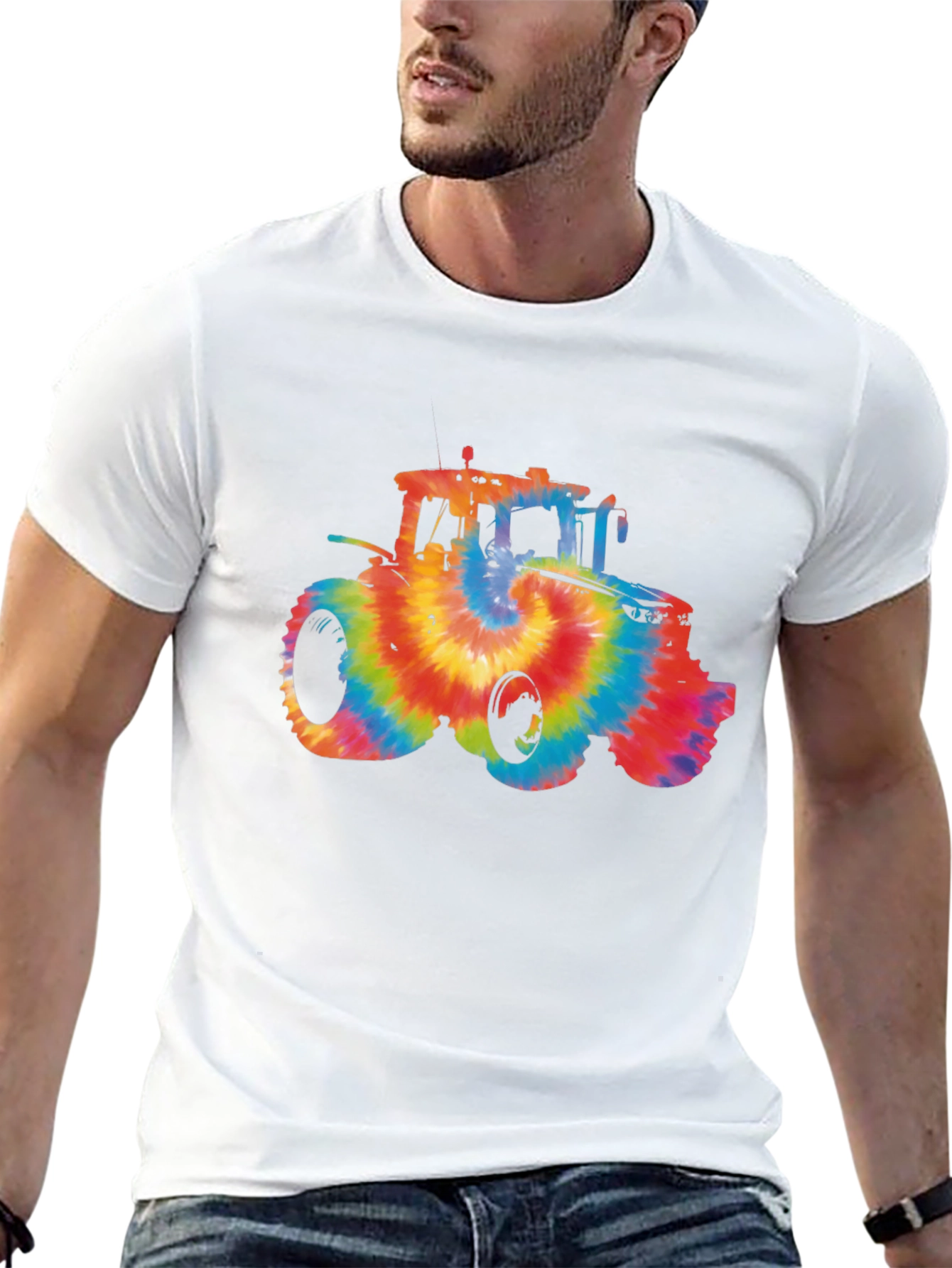 Tie Dye Tractor Graphic T-Shirt