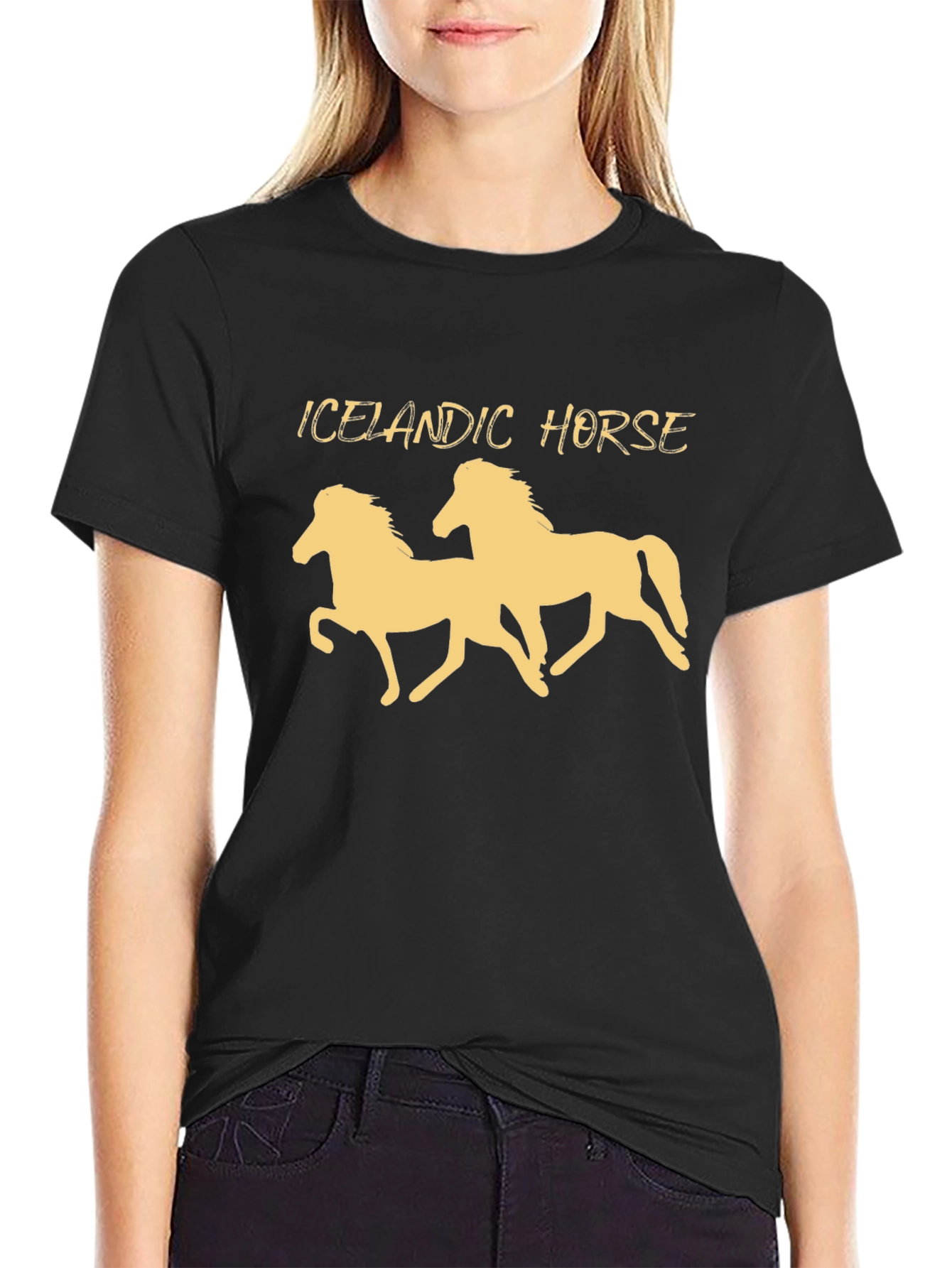 Icelandic Horse Graphic Tee - Unisex Black T-Shirt