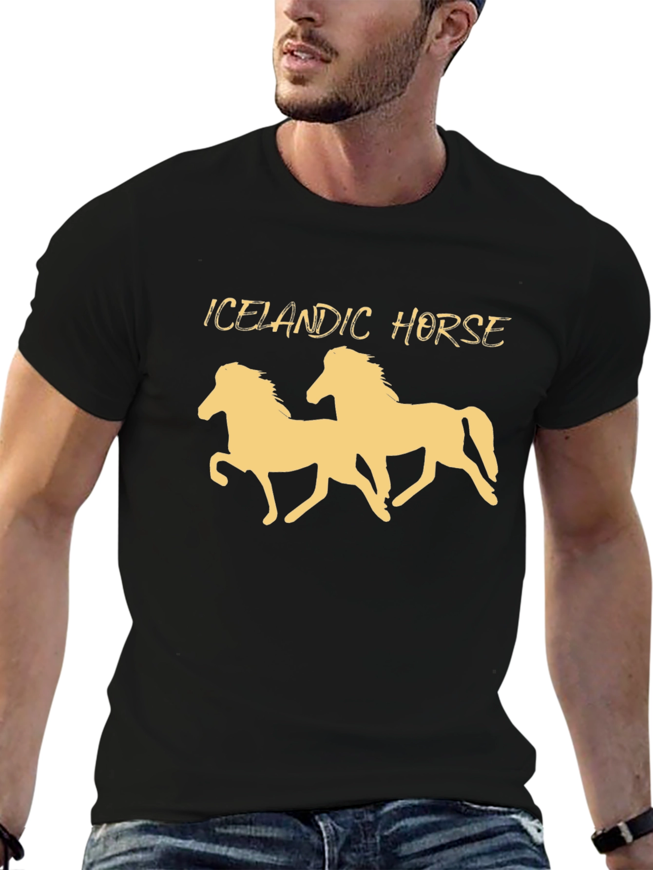 Icelandic Horse Graphic Tee - Unisex Black T-Shirt