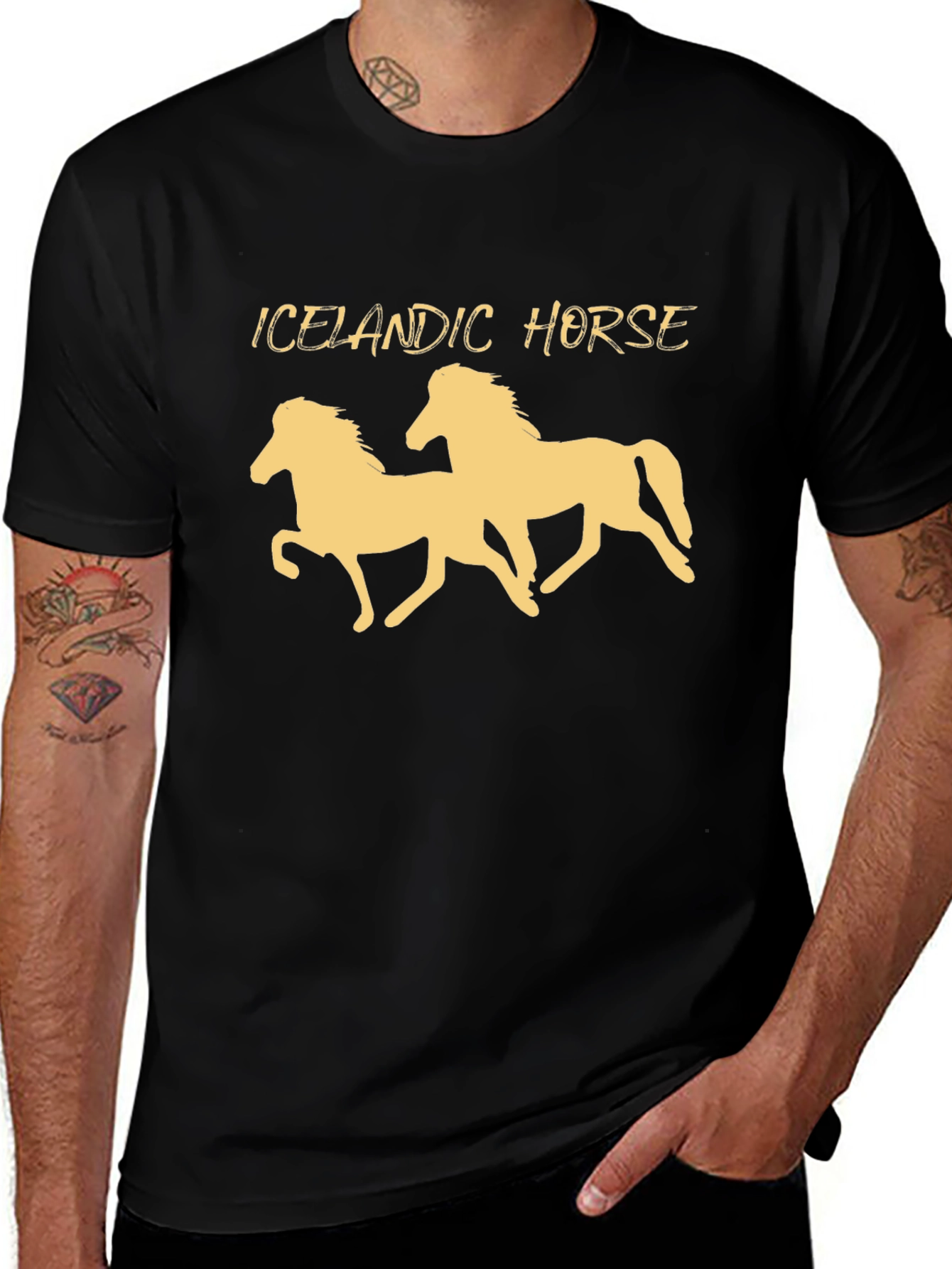 Icelandic Horse Graphic Tee - Unisex Black T-Shirt