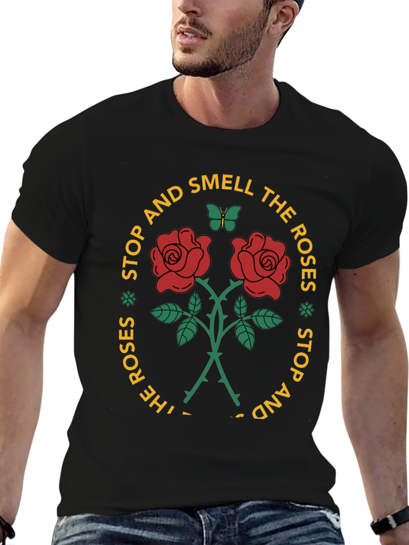 Stop & Smell the Roses Graphic Tee - Black