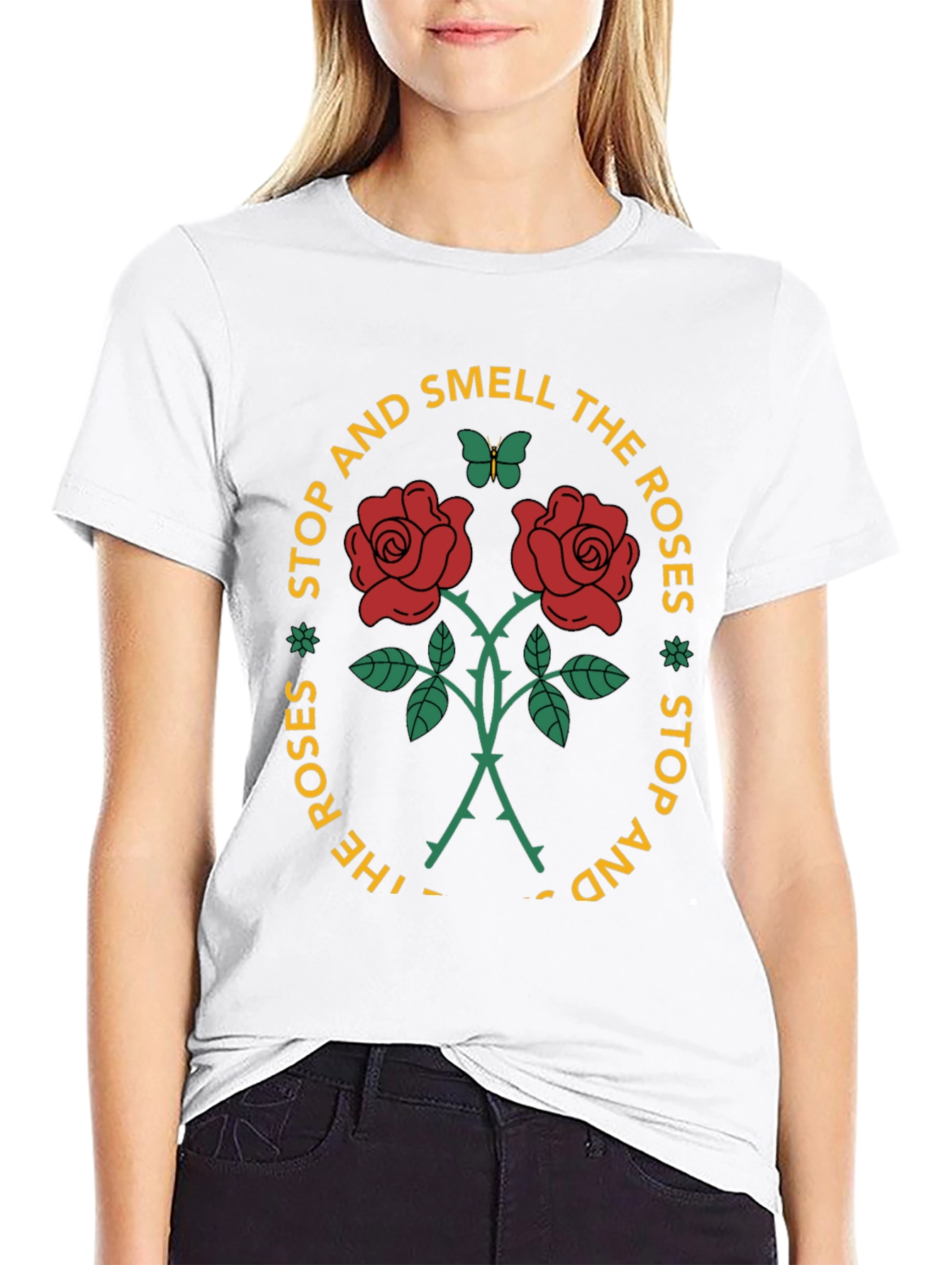 Stop & Smell the Roses Graphic Tee - Black