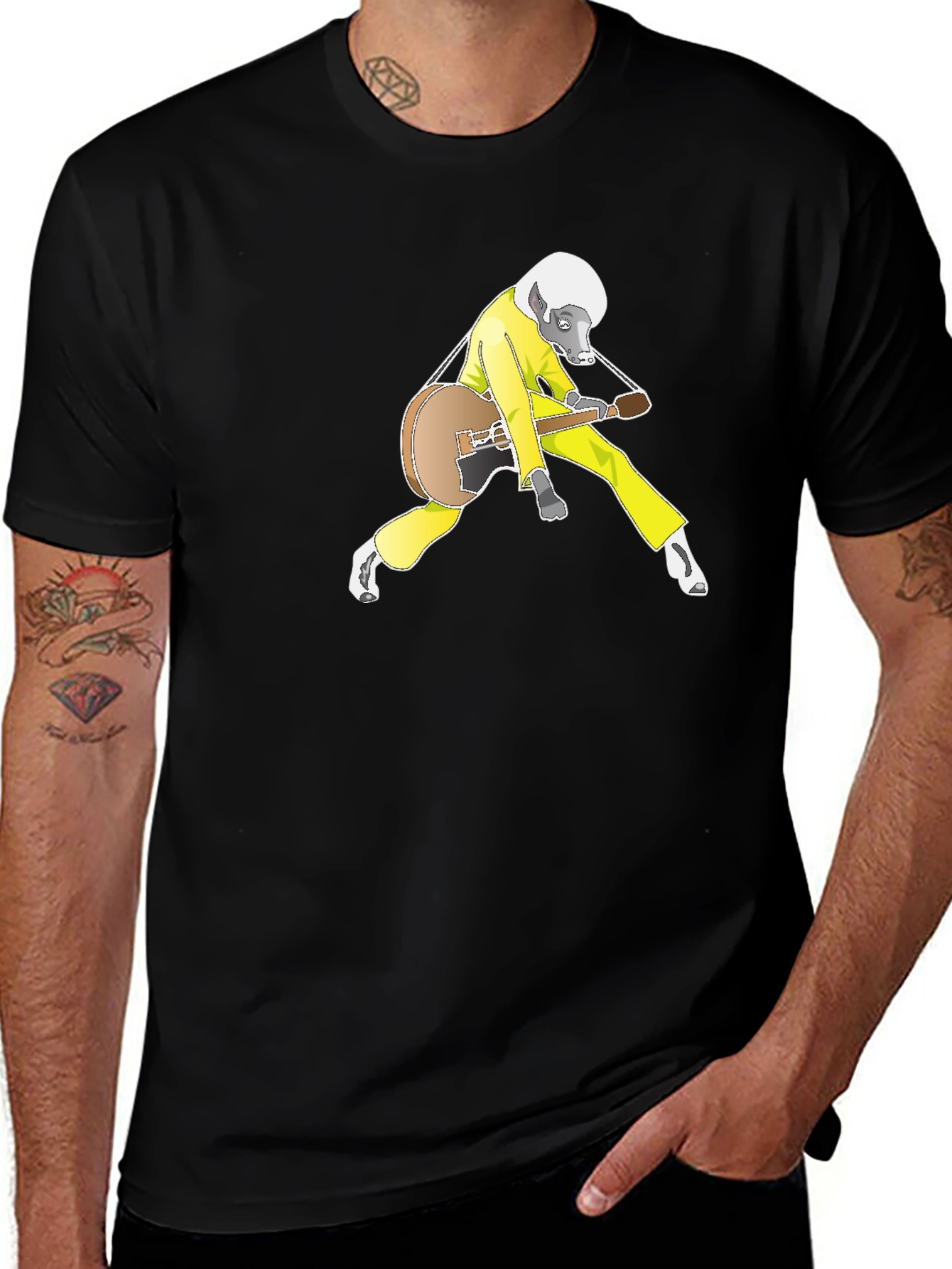 Cool Animal Guitarist Black Tee
