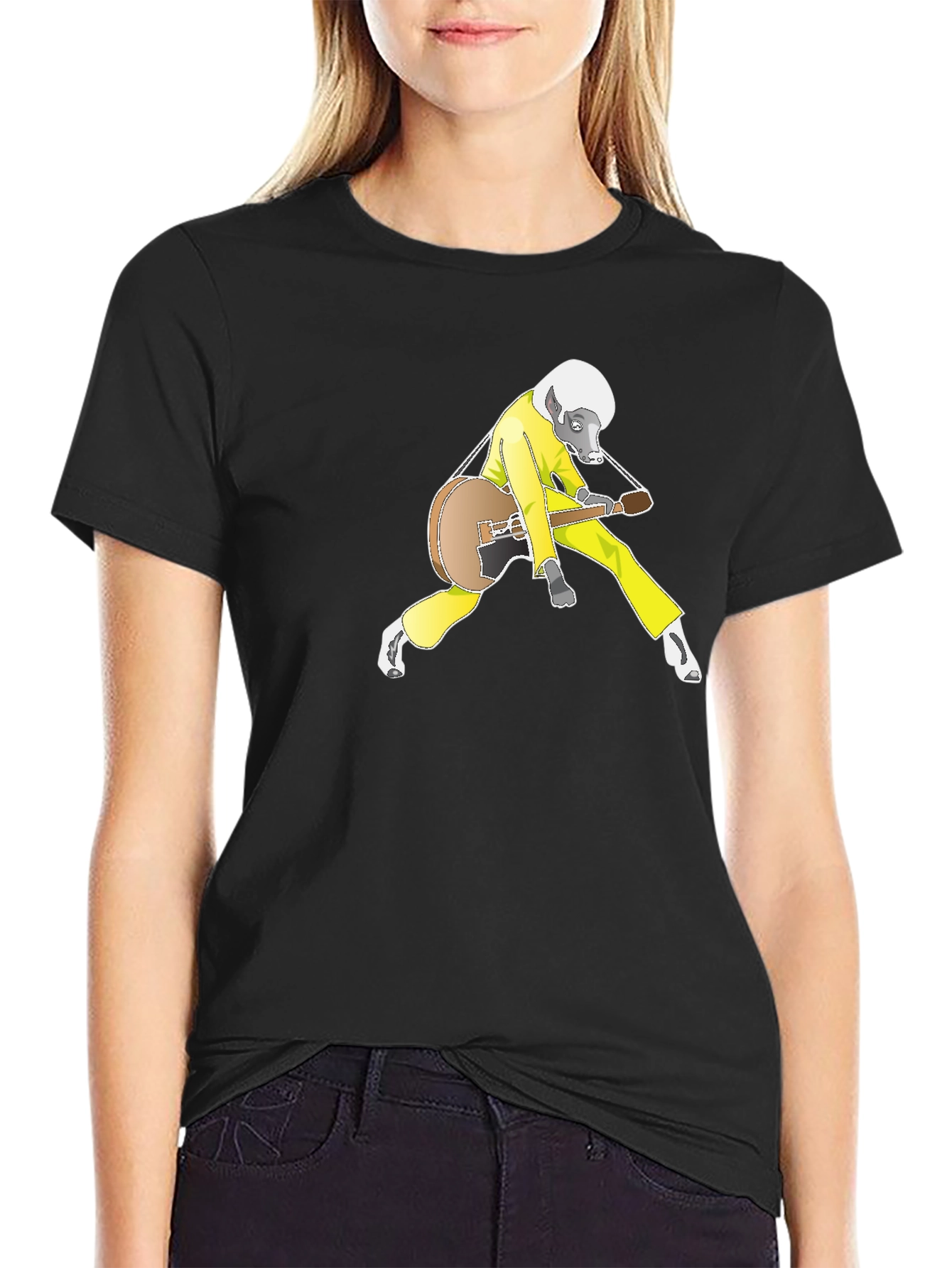 Cool Animal Guitarist Black Tee