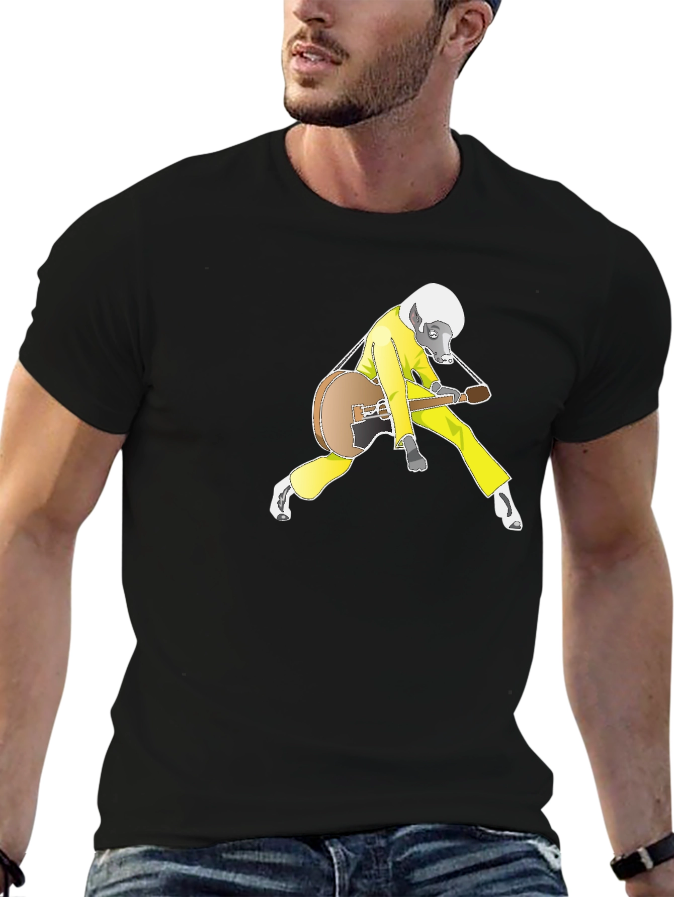 Cool Animal Guitarist Black Tee