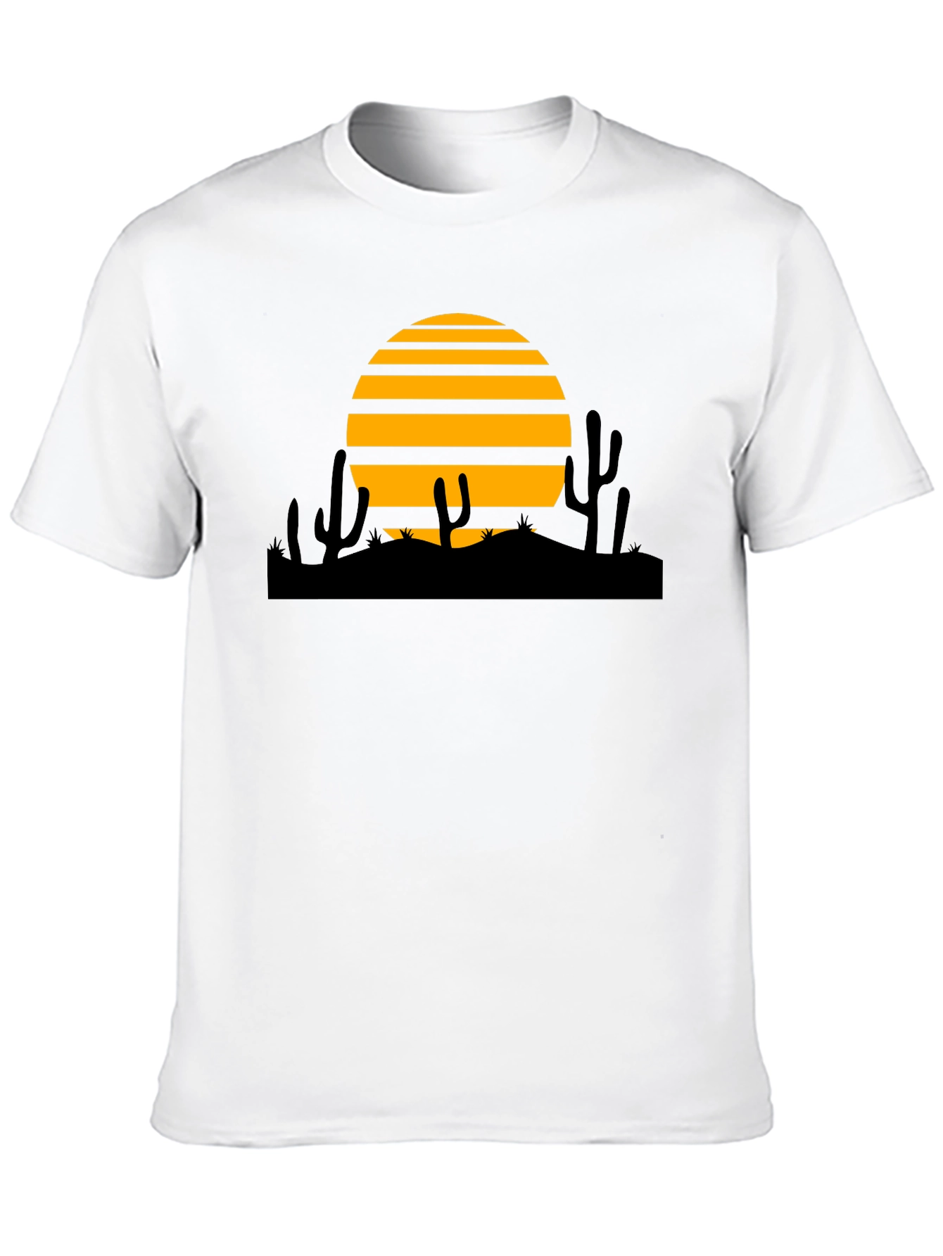 Desert Sunset Graphic Tee - Black Cotton T-Shirt