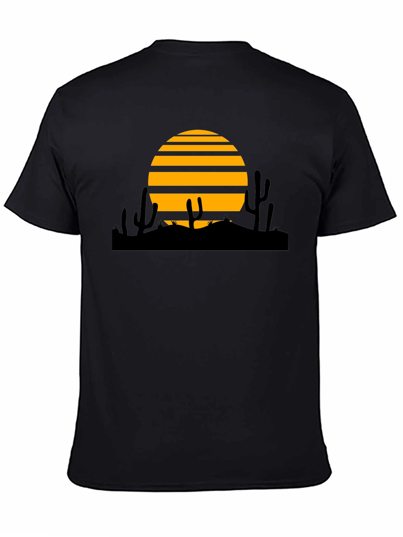 Desert Sunset Graphic Tee - Black Cotton T-Shirt