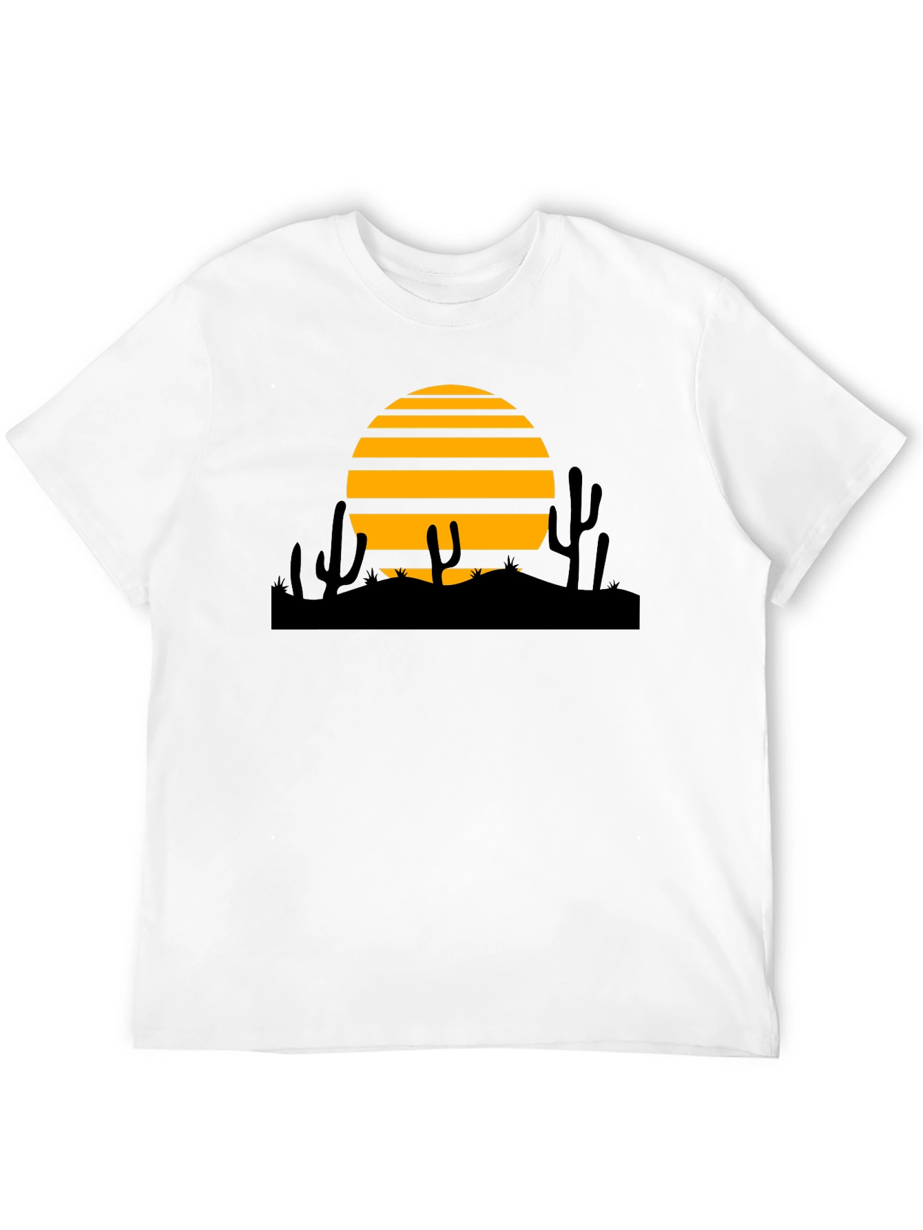 Desert Sunset Graphic Tee - Black Cotton T-Shirt