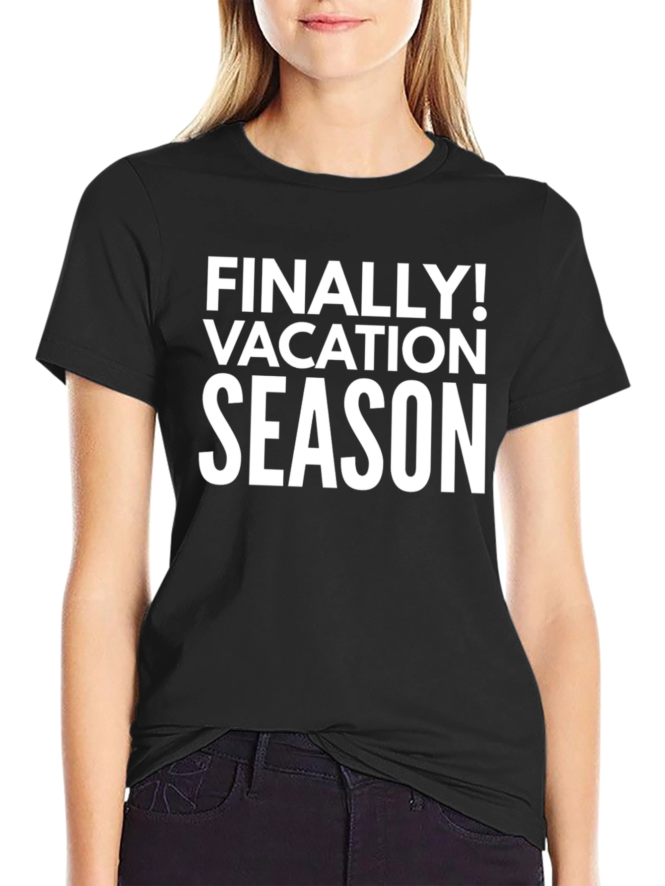 Vacation Season Graphic Tee - Black Casual Shirt