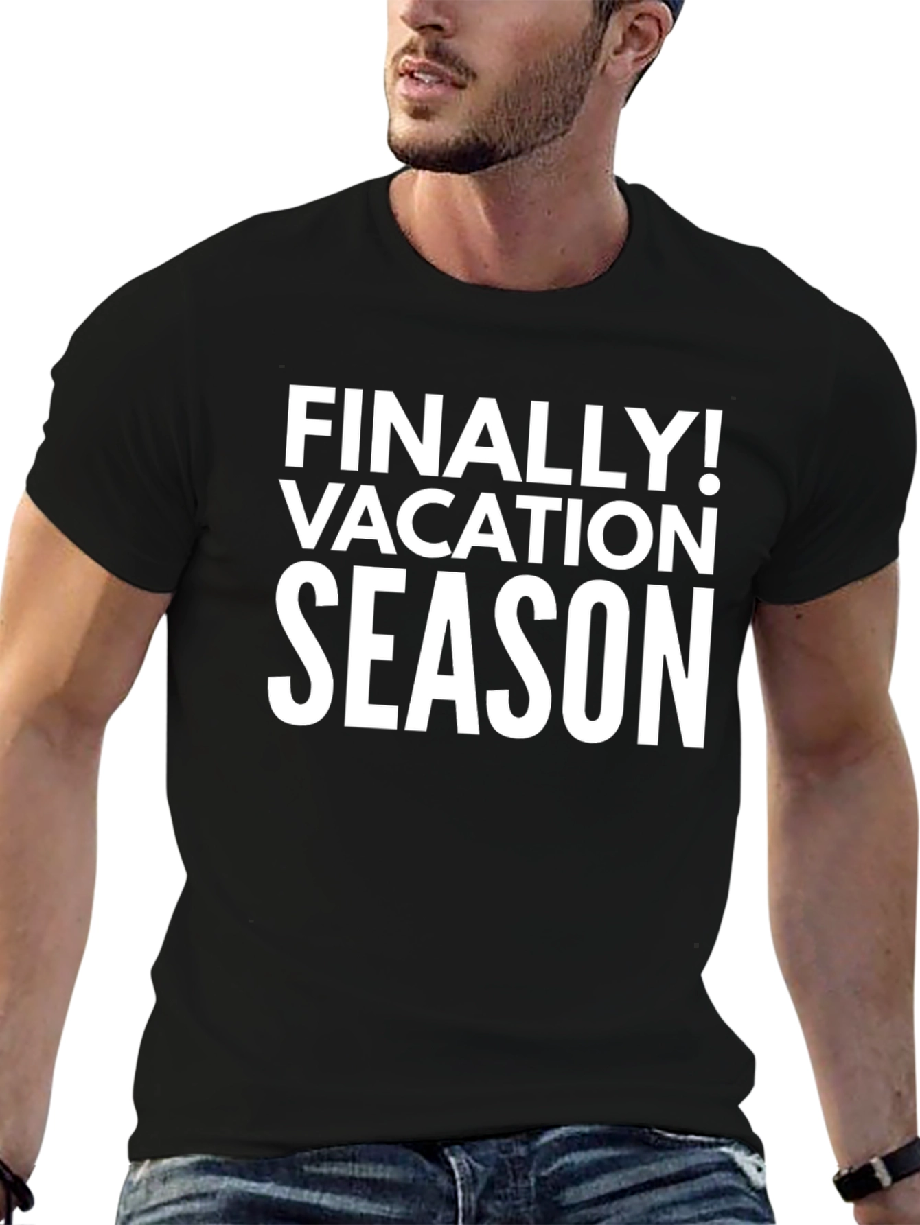 Vacation Season Graphic Tee - Black Casual Shirt