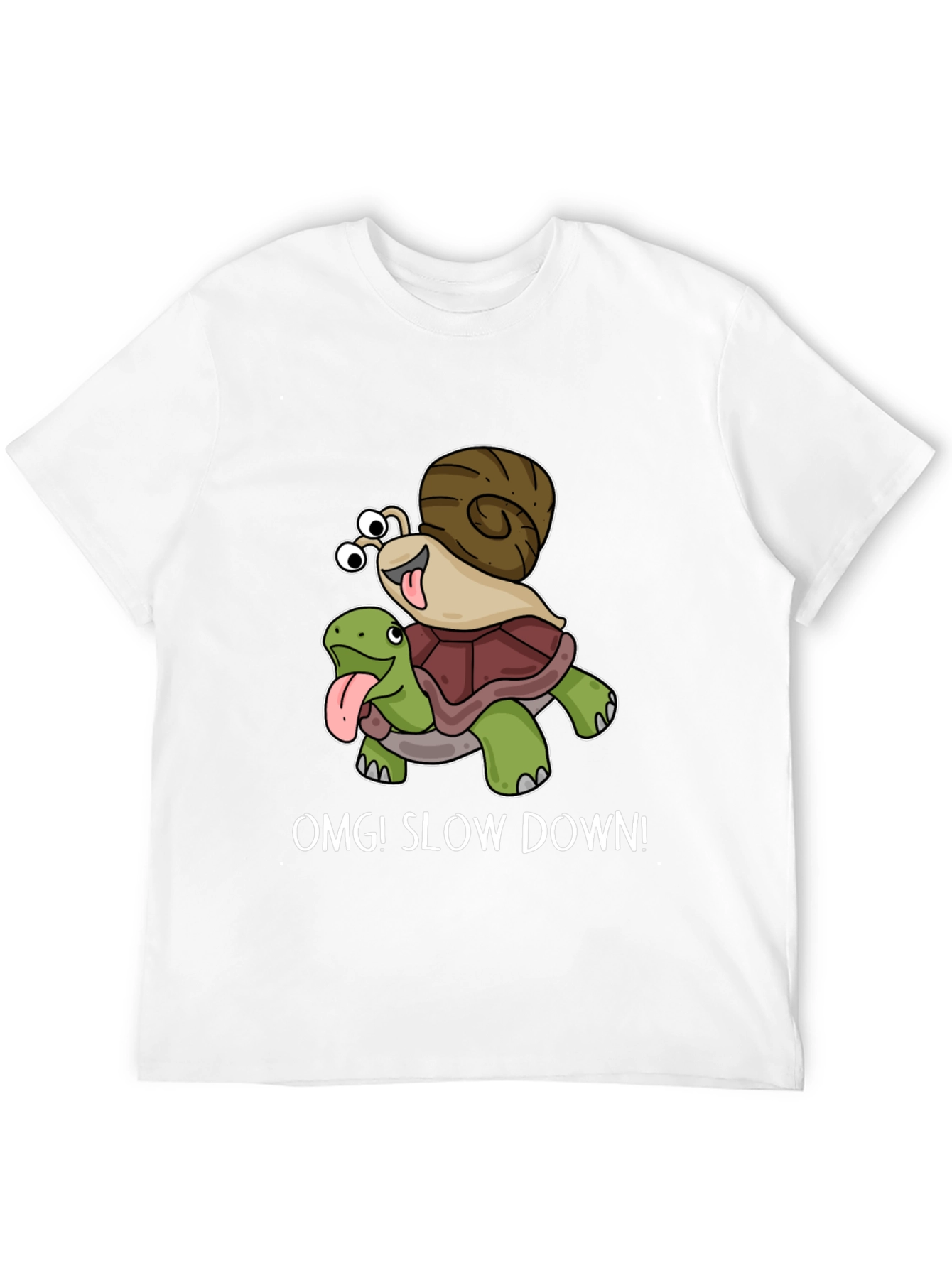 OMG! Slow Down T-Shirt Snail Riding Turtle