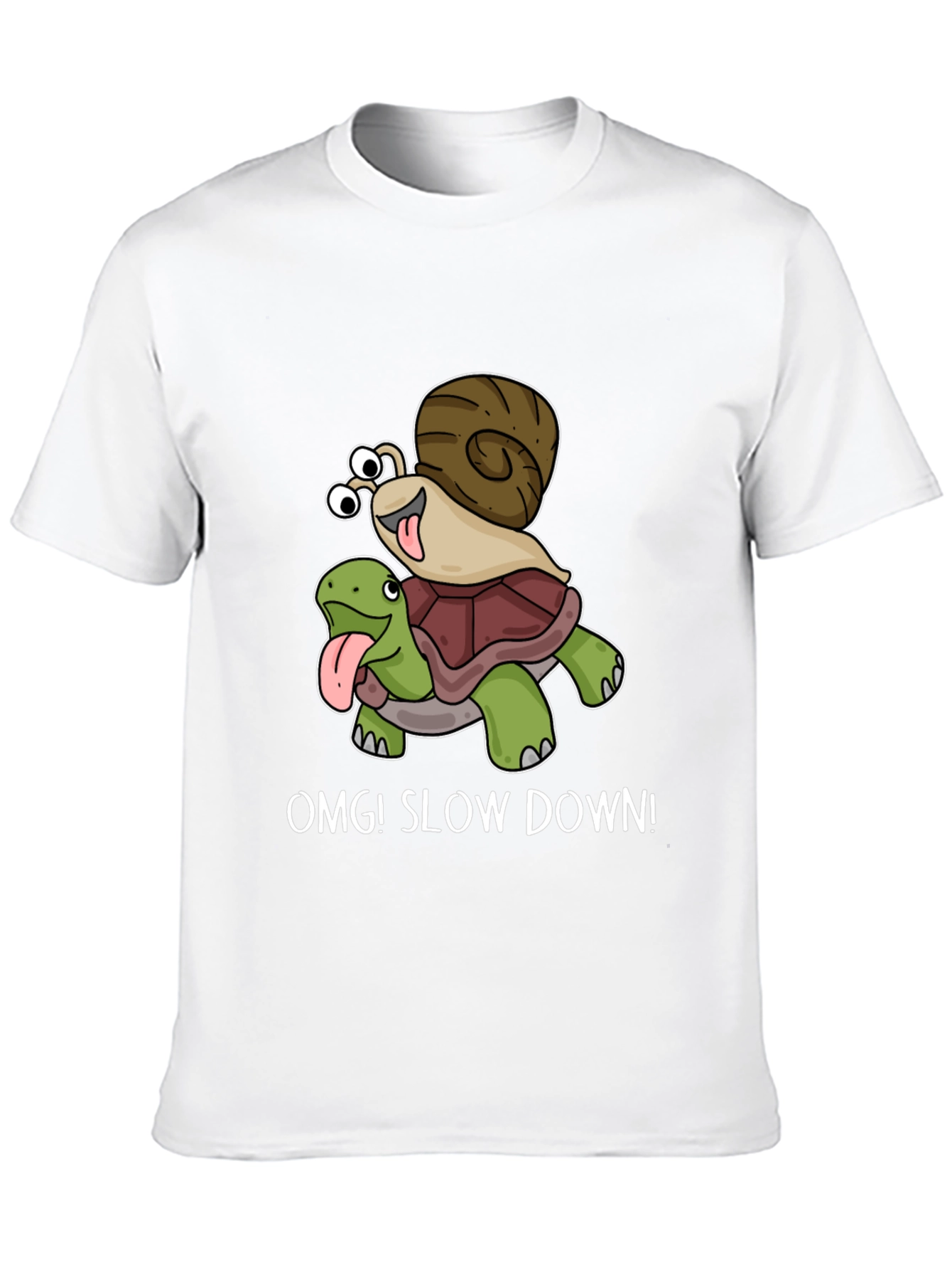 OMG! Slow Down T-Shirt Snail Riding Turtle