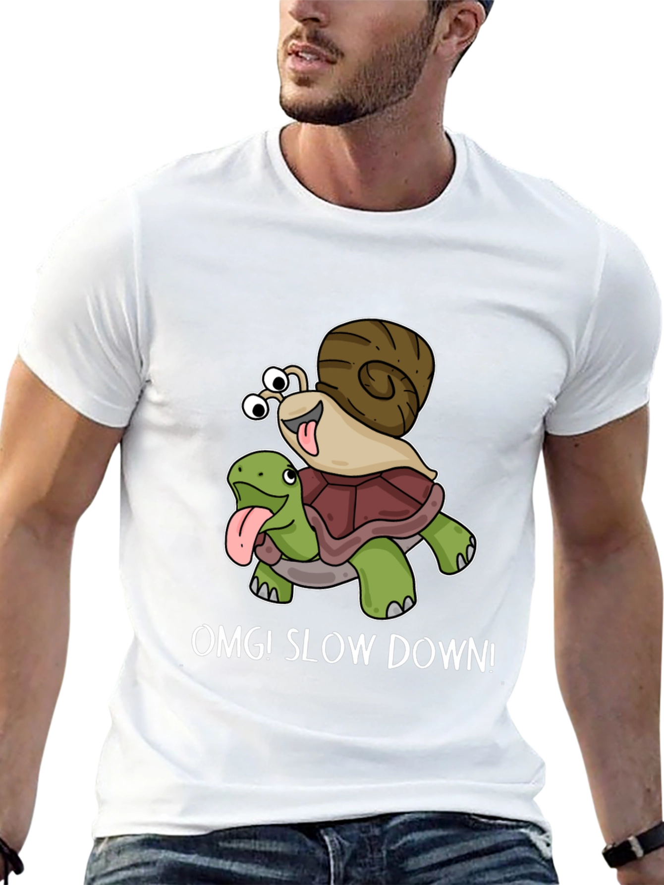 OMG! Slow Down T-Shirt Snail Riding Turtle