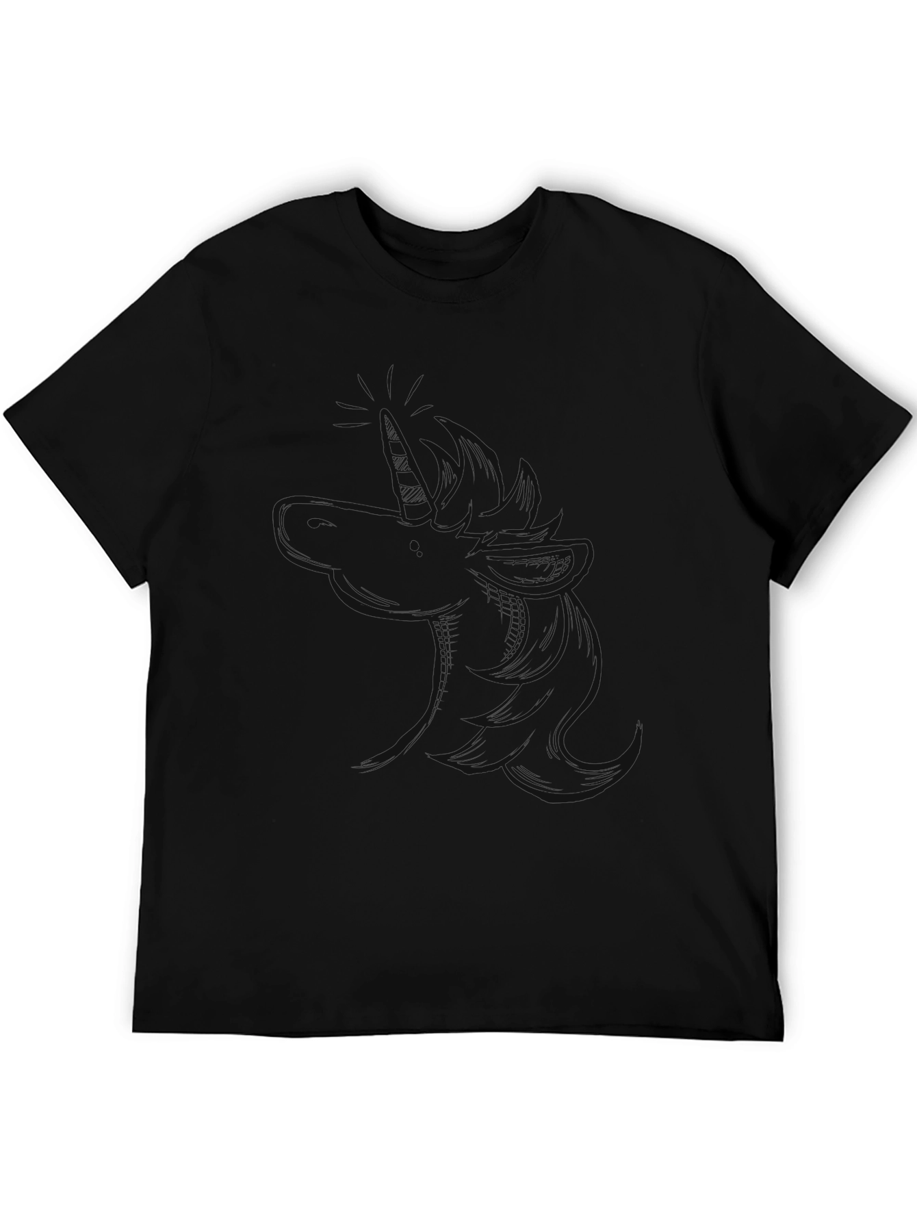 Mens Black Unicorn Graphic T-Shirt