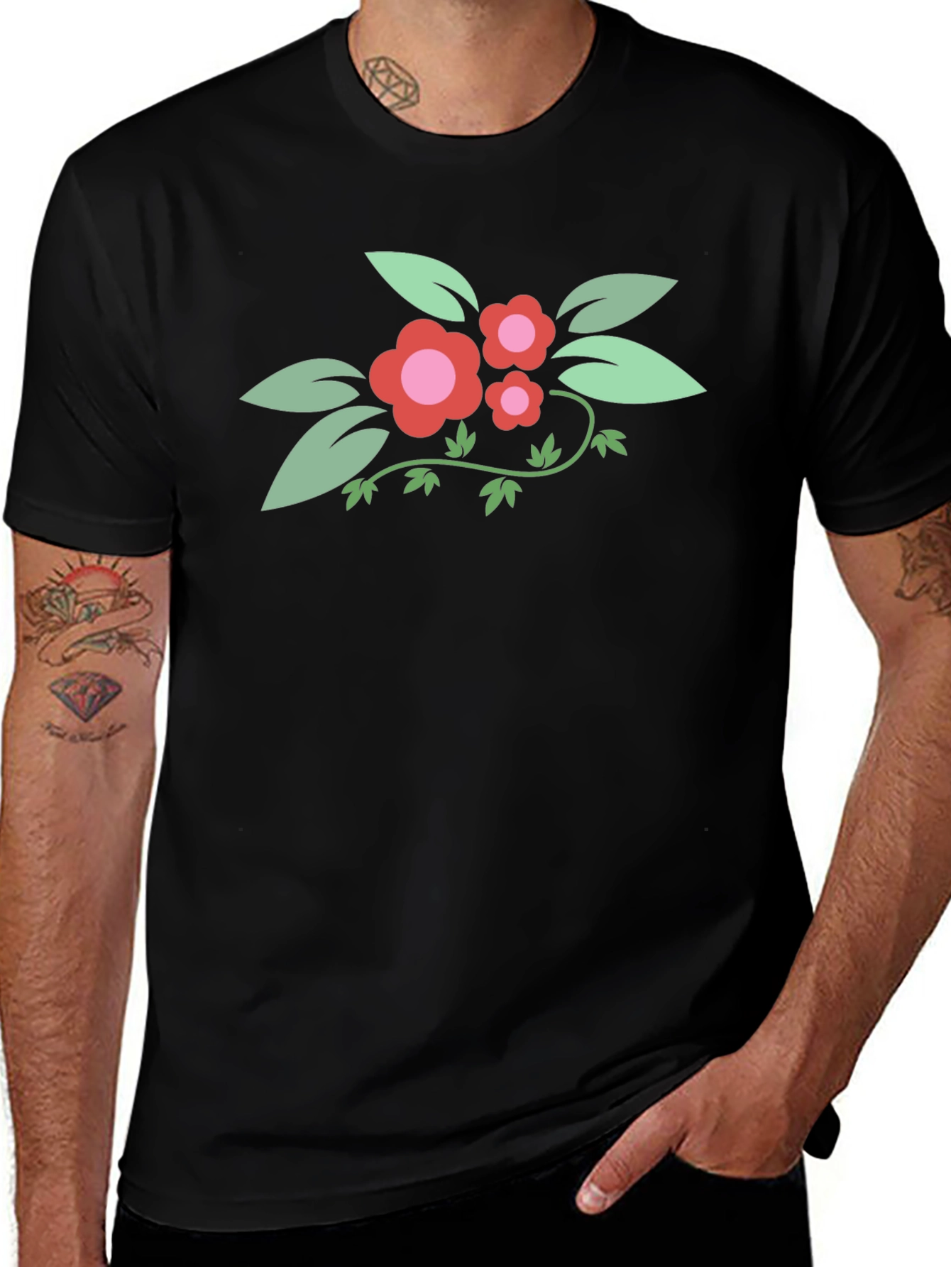 Floral Graphic Black T-Shirt - Stylish Casual Wear